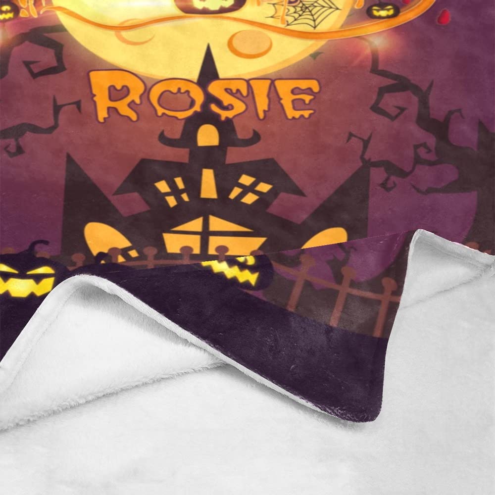 Personalized Halloween Blanket for Kids - Custom Name Pumpkin Throw 30