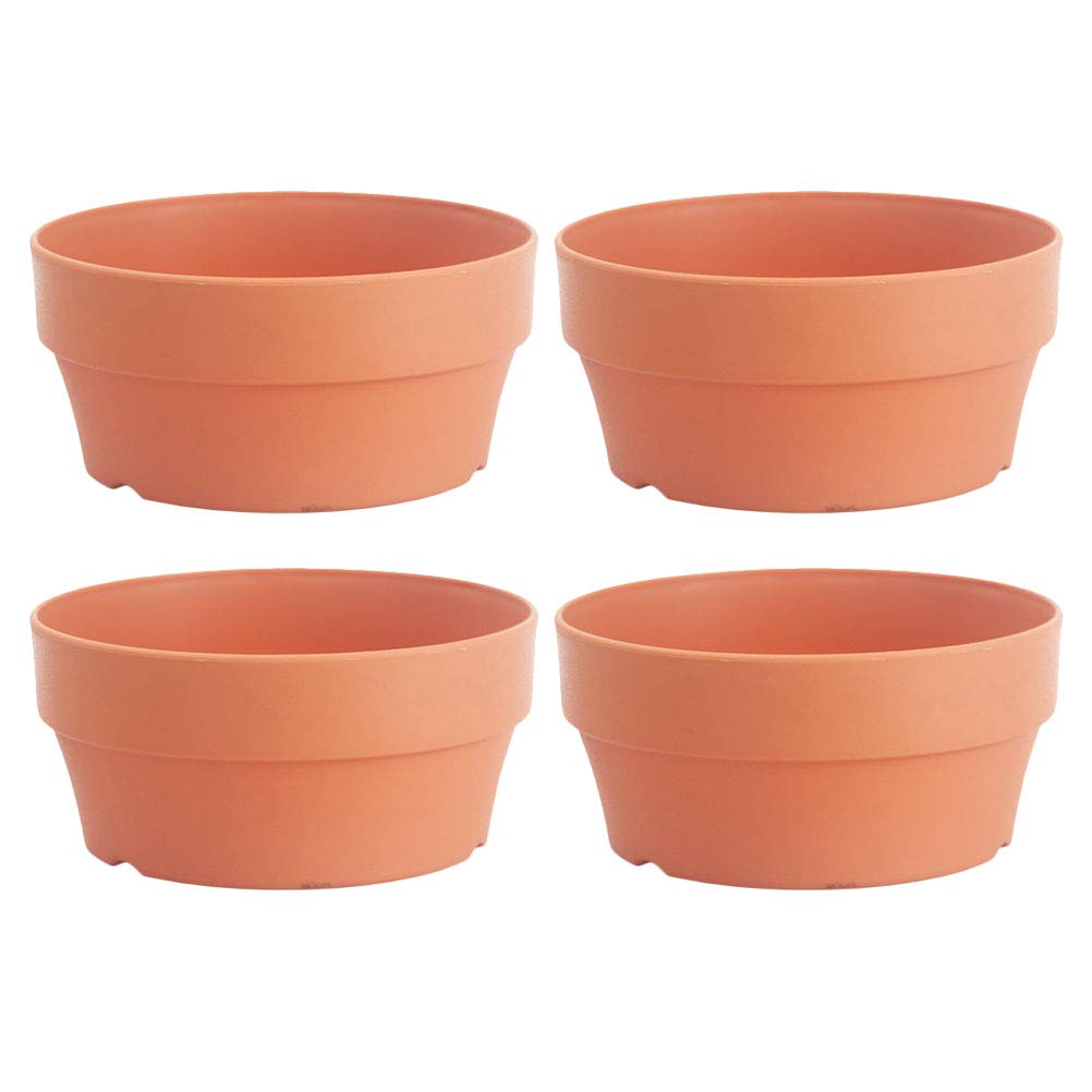 4-Piece Round Decorative Plant Pots - Modern Plastic Flower Pot Set for Home & Garden Decor - Perfect for Indoor Plants, Succulents, and Herbs