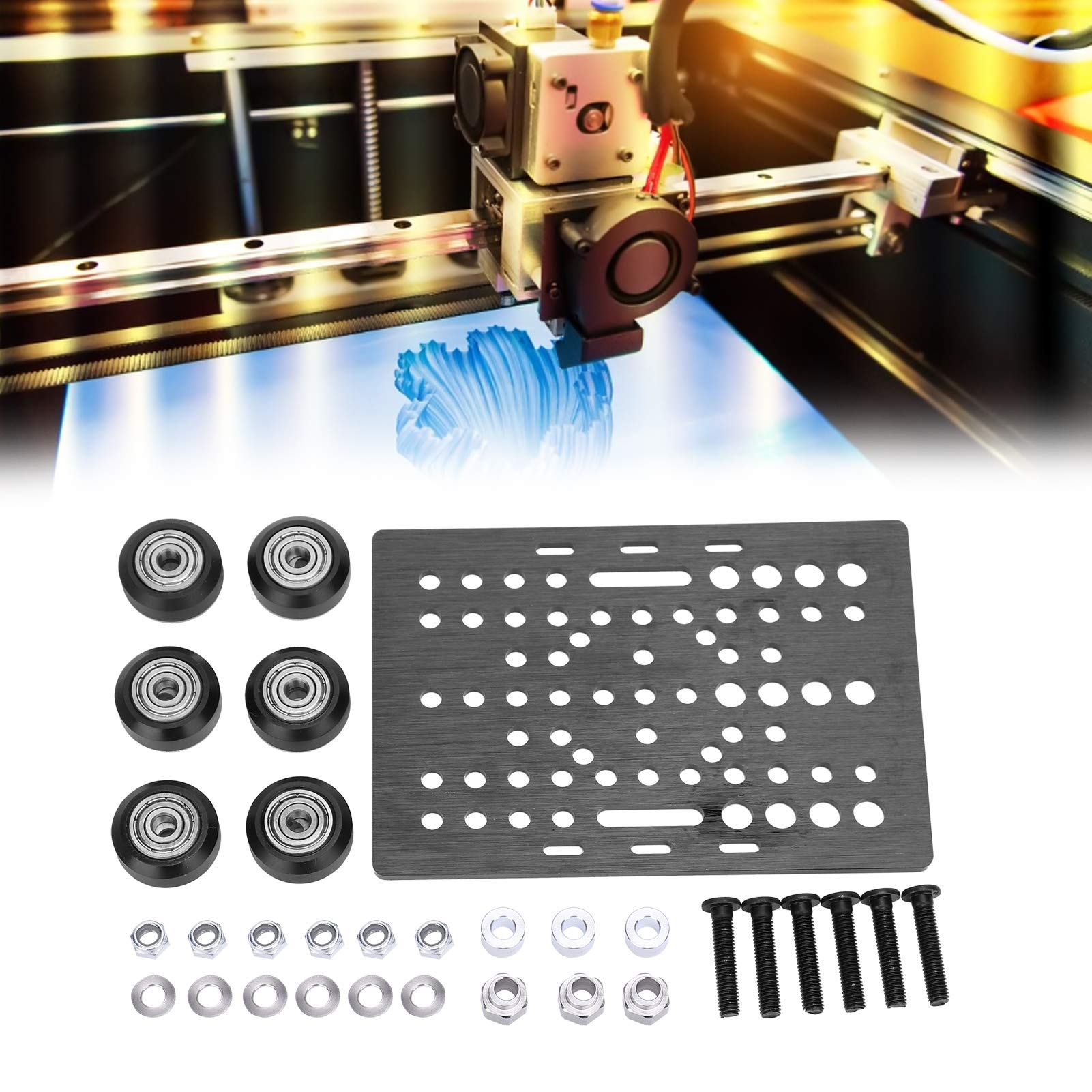 High-Quality 3D Printer Bearing Pulley - Black Stable Resistance Gantry Plate for Industrial DIY 3D Printer Building | Durable & Reliable for CNC Machines, 3D Printing Projects & Industrial Applications