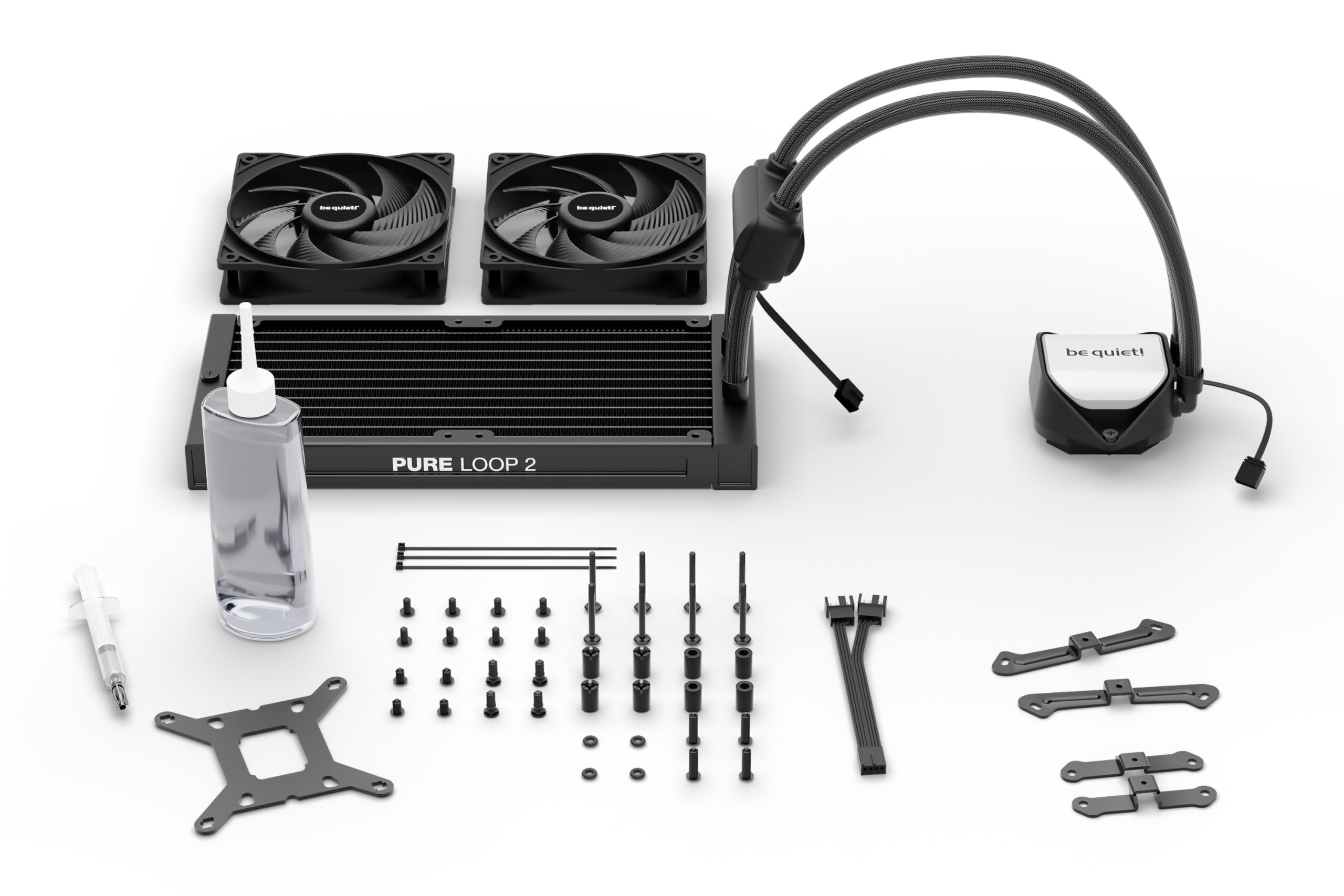 Be Quiet! Pure Loop 2 240mm Liquid CPU Cooler - High Performance Water Cooling System with 2x Pure Wings 3 120mm PWM Fans & Decoupled Pump - Ideal for Gaming PCs, Workstations, and Overclocking Rigs