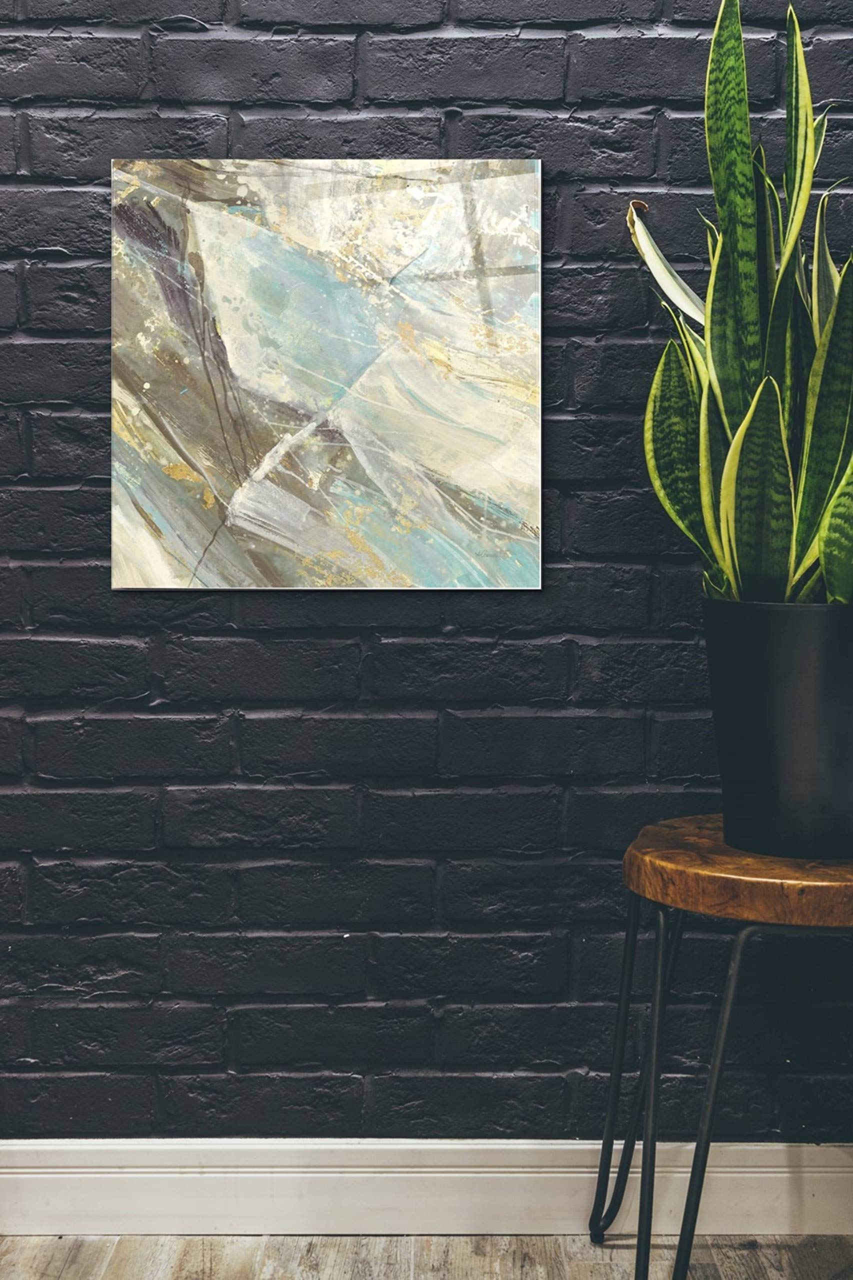 Albena Hristova 'Blue Water I' Acrylic Glass Wall Art - 24x24 Inch Modern Abstract Painting for Living Room, Bedroom & Office Decor