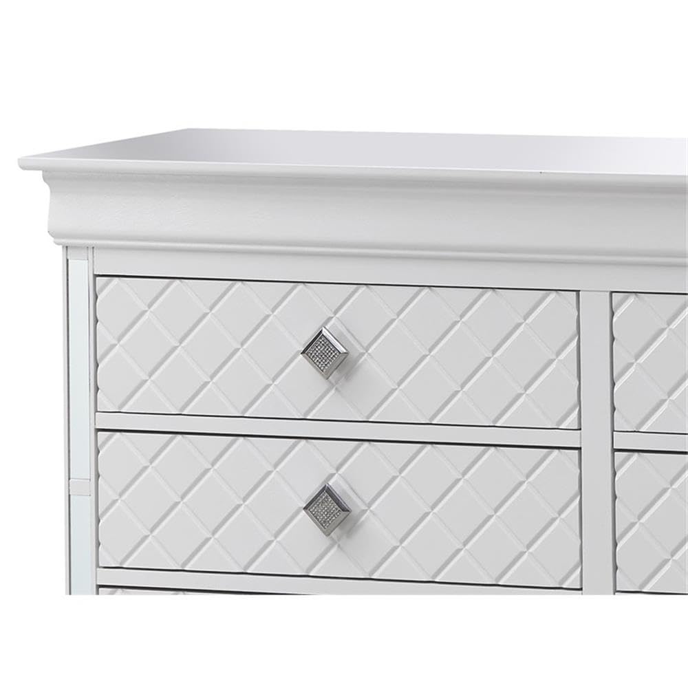 Glory Furniture Verona Wood 6-Drawer Dresser with White Pearlescent Finish - Perfect for Bedroom Storage & Organization
