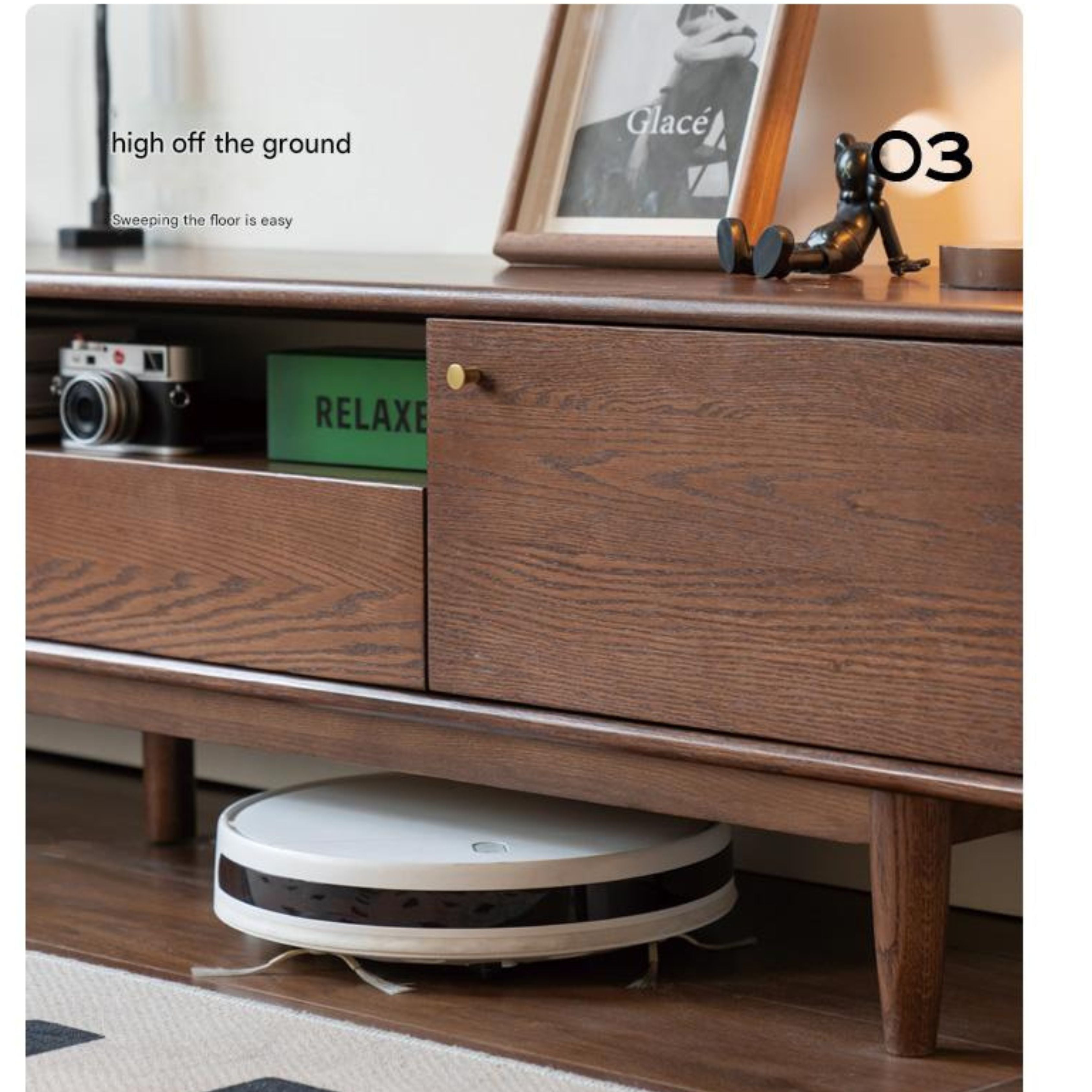 Stylish Oak Solid Wood Modern TV Stand - Nordic Design for Living Room & Entertainment Center | Perfect for 55-75 Inch TVs