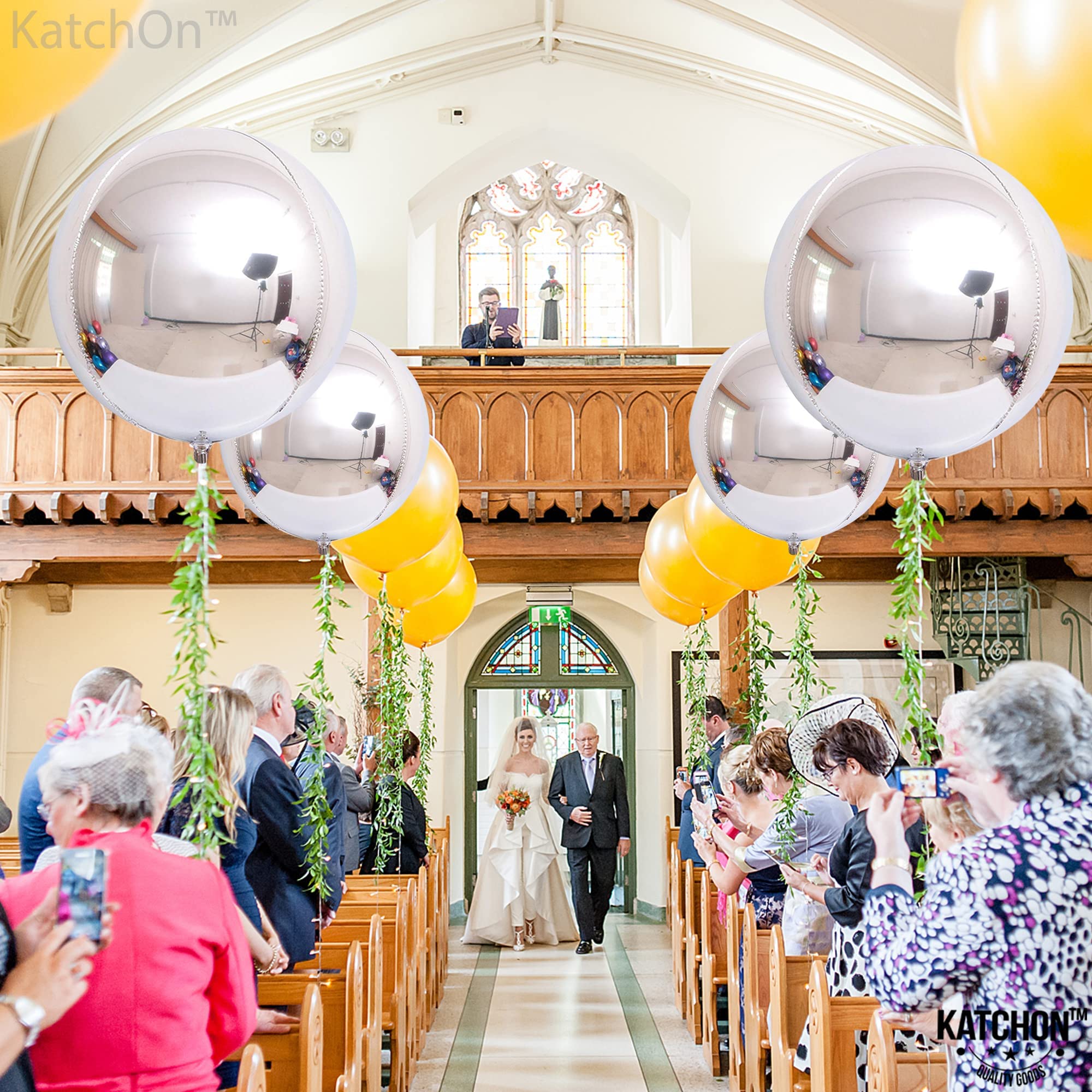 KatchOn 22 Inch Large Metallic Silver Balloons - Pack of 3 | Birthday Party Decorations | New Year 2024 Foil Balloons | Shiny Metallic Balloons for Weddings, Baby Showers & Holiday Celebrations