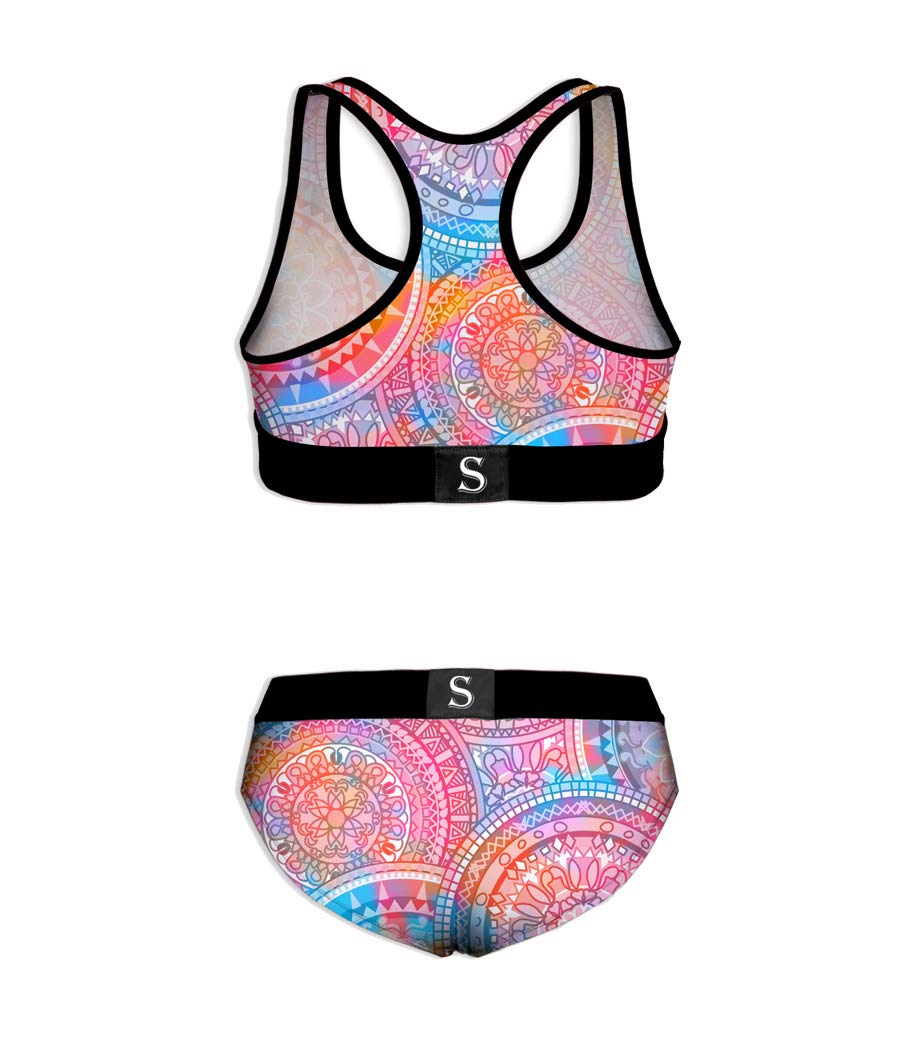 Sunshine Swing Women's 2-Piece Printed Yoga Outfit - Seamless Tank Top Bra & Shorts Set for Workout, Running, Gym & Lounge Wear