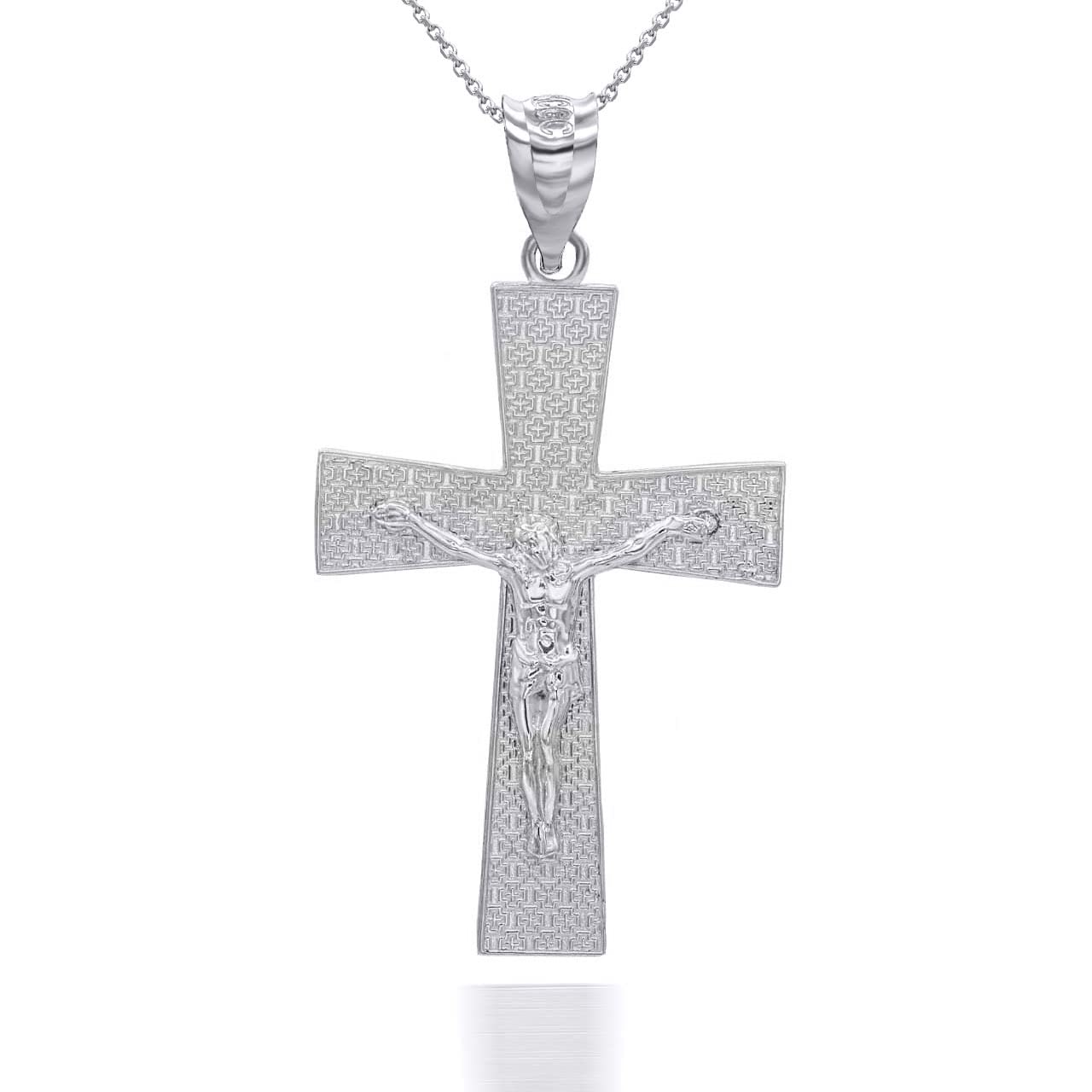 Claddagh Gold Solid Sterling Silver Jesus Christ Crucifix Cross Charm Pendant Necklace - Religious Jewelry for Women & Men, Perfect for Baptism, First Communion, Confirmation & Everyday Faith Wear