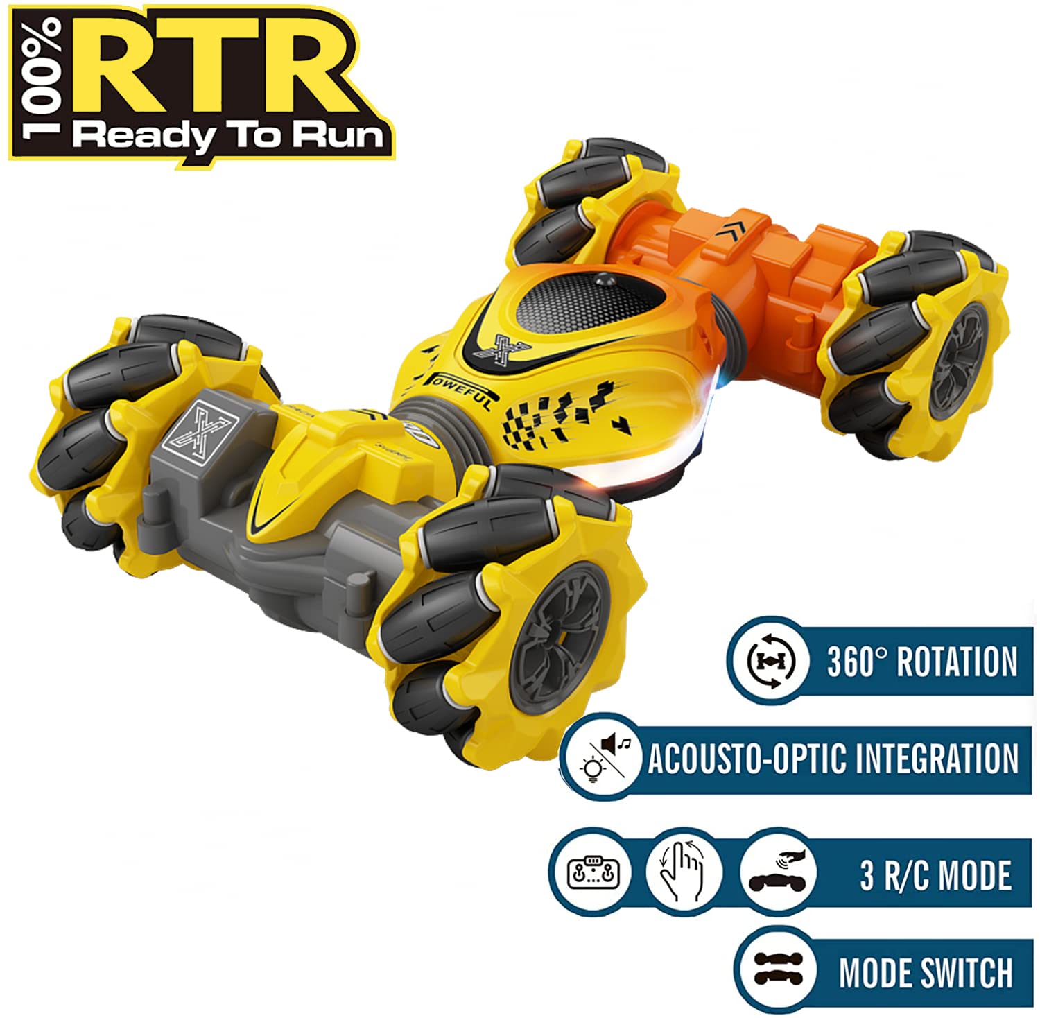 2 Pack 4WD Gesture Sensing Remote Control RC Cars - Green & Yellow Electric Toy Cars with Hand Motion Control | Perfect Birthday Gifts for Boys, Girls & Kids | Indoor & Outdoor Play, Party Favors, Racing Competition Toys