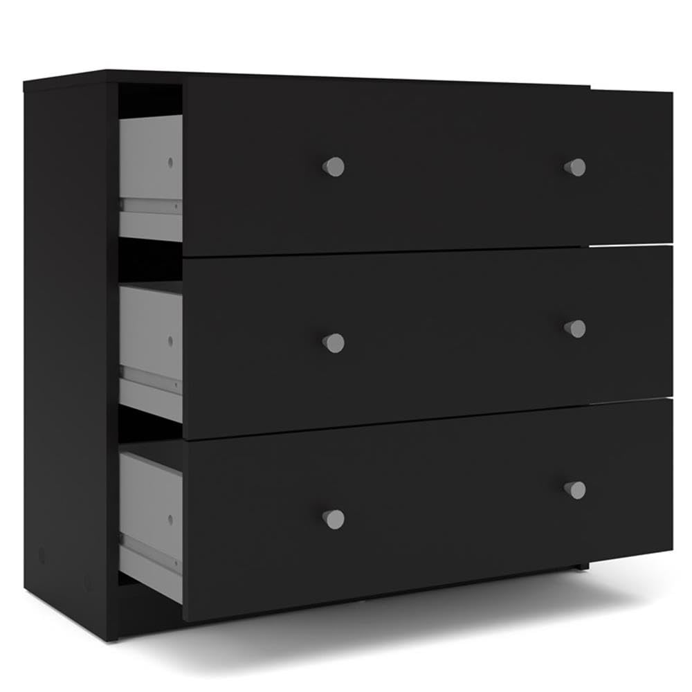 Home Square Set of 4 - 1-Drawer Nightstand & 3-Drawer Dresser in Black | Bedroom Furniture for Storage & Organization