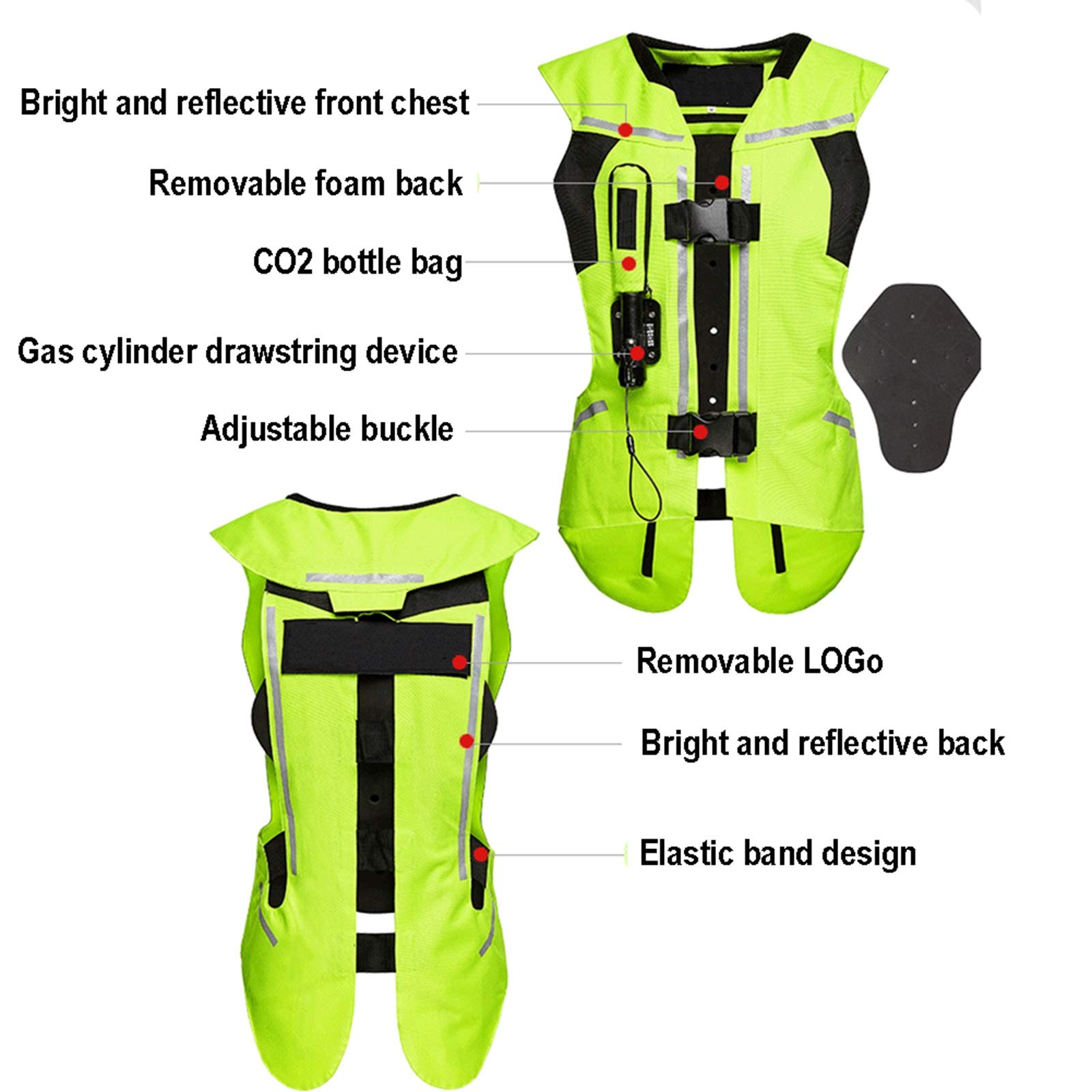 Motorcycle Airbag Vest - Reflective Safety Vest for Riding & Horseback