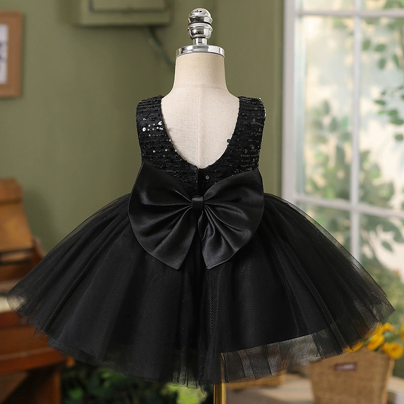 Elegant Black Sleeveless Puff Princess Dress for Baby Girls - Toddler Formal Party Dress for Birthday, Wedding & Special Occasions