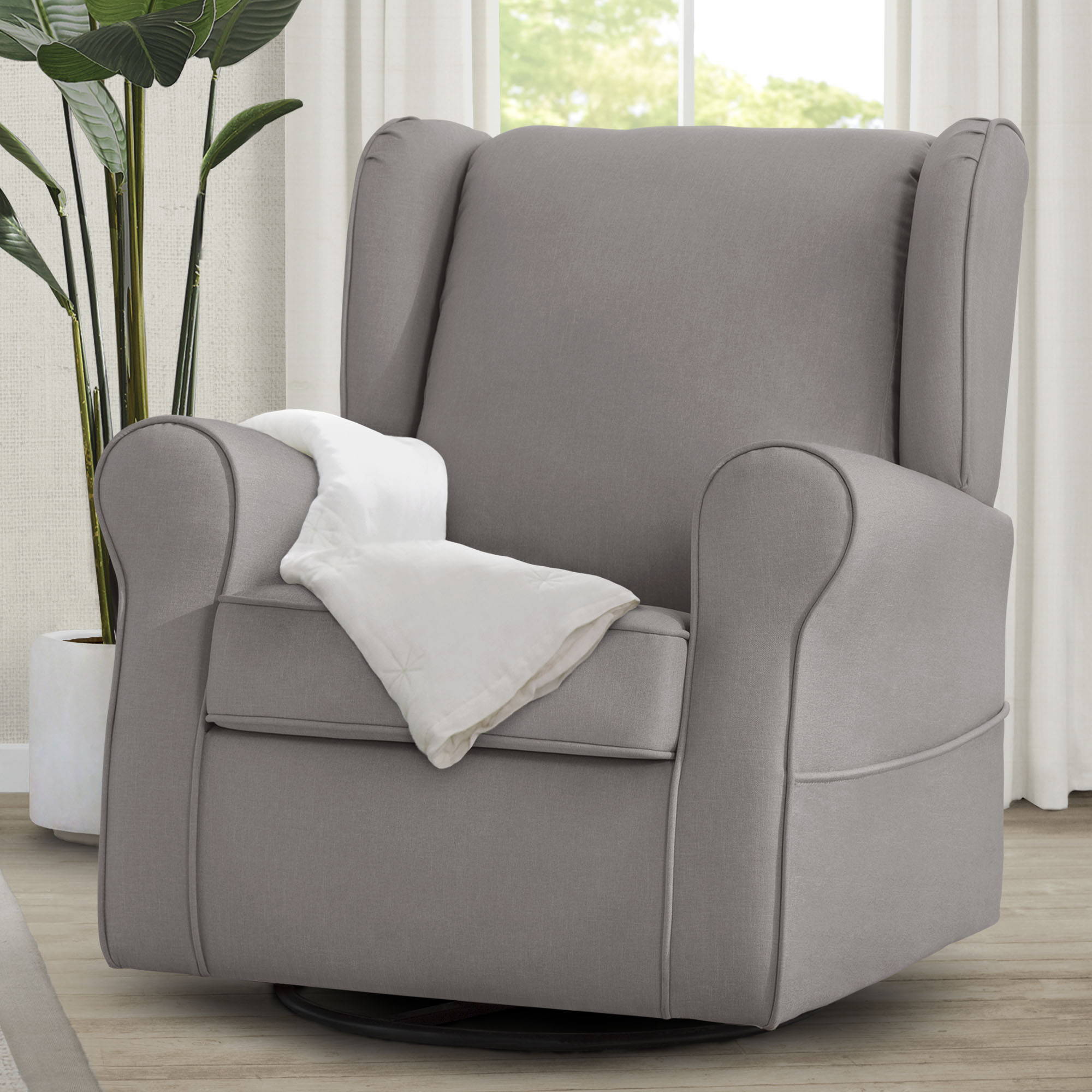 Reston Nursery Glider Swivel Rocker Chair - Comfortable Baby Rocking Chair for Nursery, Breastfeeding & Relaxing - Perfect for Nursing, Reading & Soothing Baby to Sleep