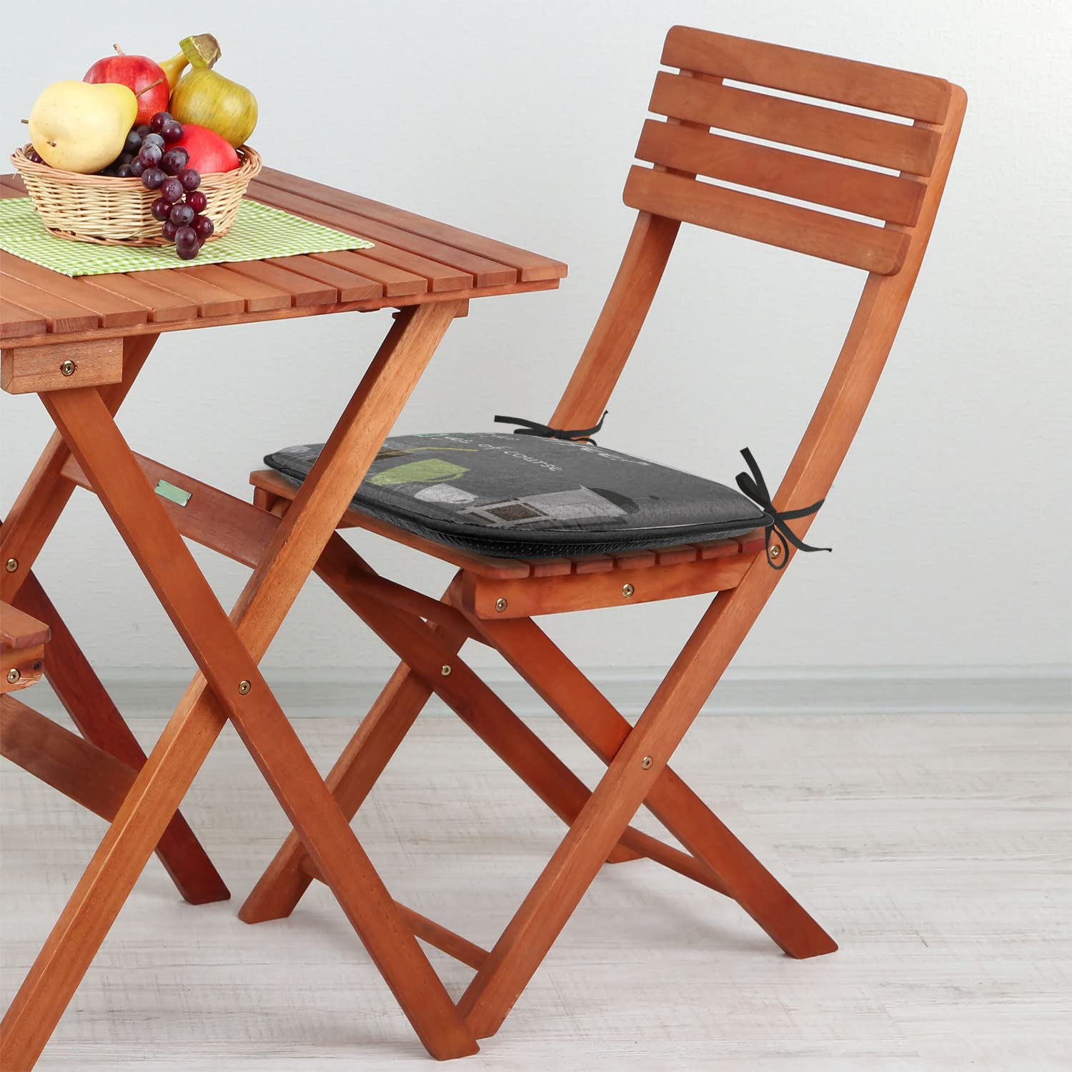 Lunarable 16x16 Inch Anti-Slip Coffee Chair Cushion Set of 12 - Brown & Grey Cafe Style Seat Pads with Iced Beverage Design for Kitchen, Dining Room & Patio Furniture - Perfect for Coffee Shops, Restaurants and Home Decor