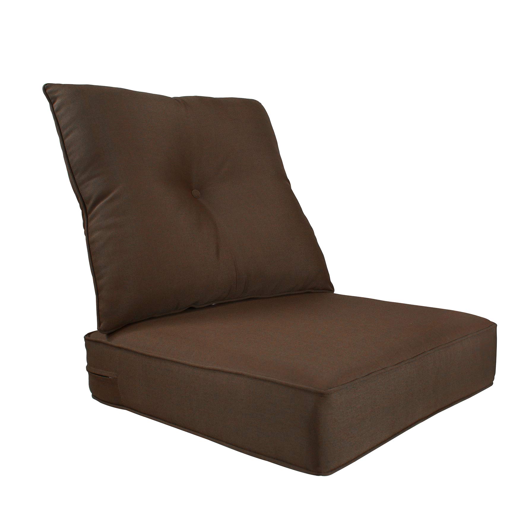 BOSSIMA Indoor/Outdoor Deep Seat Chair Cushion Set - Weather-Resistant Olefin Fabric in Coffee/Chocolate Colors - Perfect for Patio Furniture, Deck Chairs, and Porch Seating - Spring/Summer Seasonal Replacement Cushions