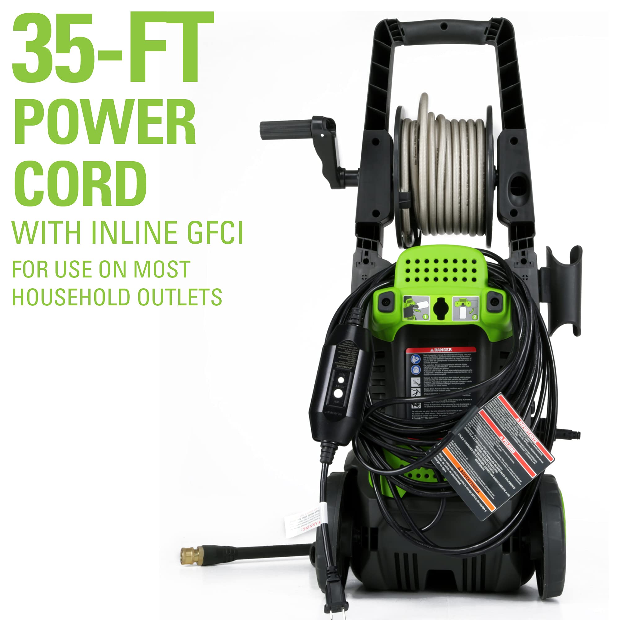 Greenworks 1700 PSI 1.2 GPM Electric Pressure Washer - Portable Hand-Carry Design, PWMA Certified for Home & Outdoor Cleaning - Perfect for Driveways, Decks, Patios & Cars