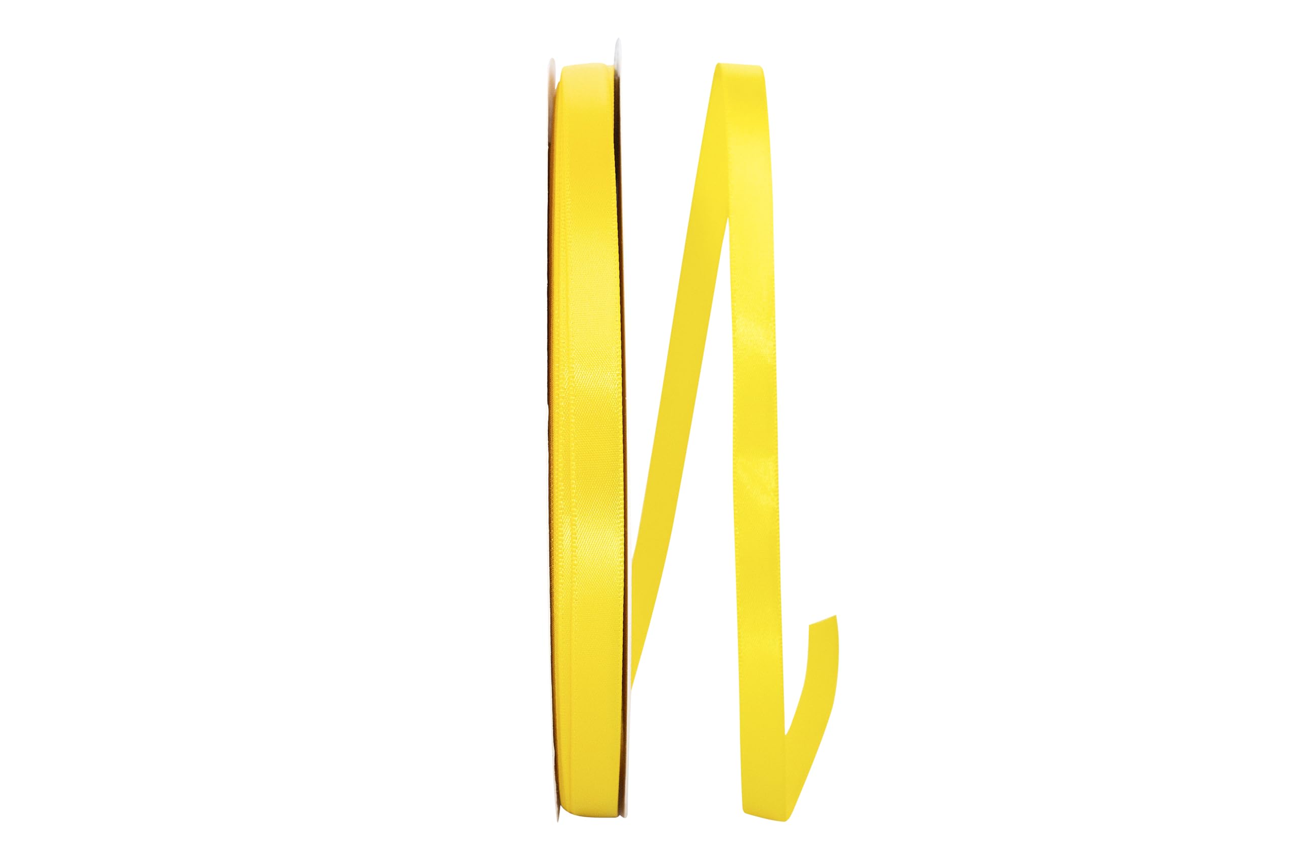 Reliant Single Face Satin Ribbon - 3/8 Inch x 100 Yards, Yellow SFS Ribbon for Gift Wrapping, Crafts & DIY Projects | Premium Decorative Ribbon for Bows, Scrapbooking & Party Decorations
