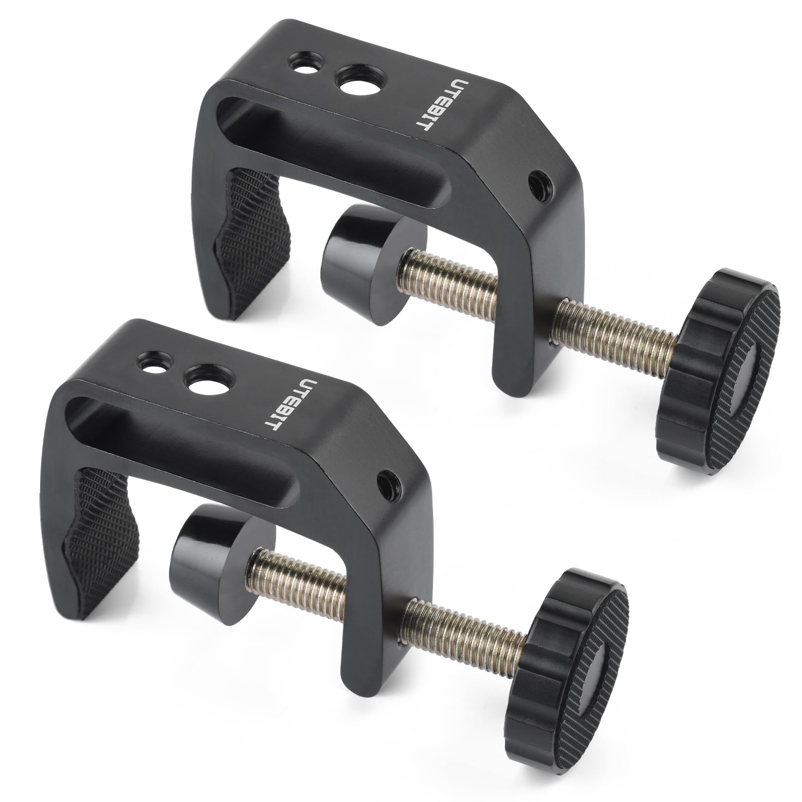 UTEBIT 2-Pack Small C Clamps - 2 Inch Aluminum Desk Clamps with 1/4