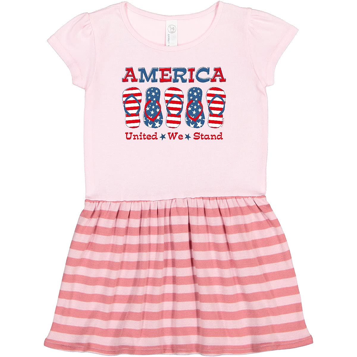 Inktastic Flip Flop America Toddler Dress - Cute Summer Outfit for Girls, Patriotic 4th of July Baby Clothes, Soft Cotton Toddler Dresses for Beach, Pool Party & Holiday Celebrations