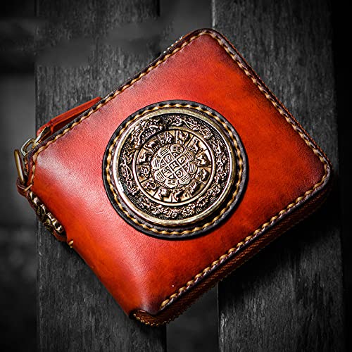 Nine Palaces Gossip Genuine Cowhide Zip Around Wallet with Zipper Clutch & Multiple Card Slots - Stylish Unisex Purse for Men & Women | Perfect for Everyday Use, Travel & Gift Giving