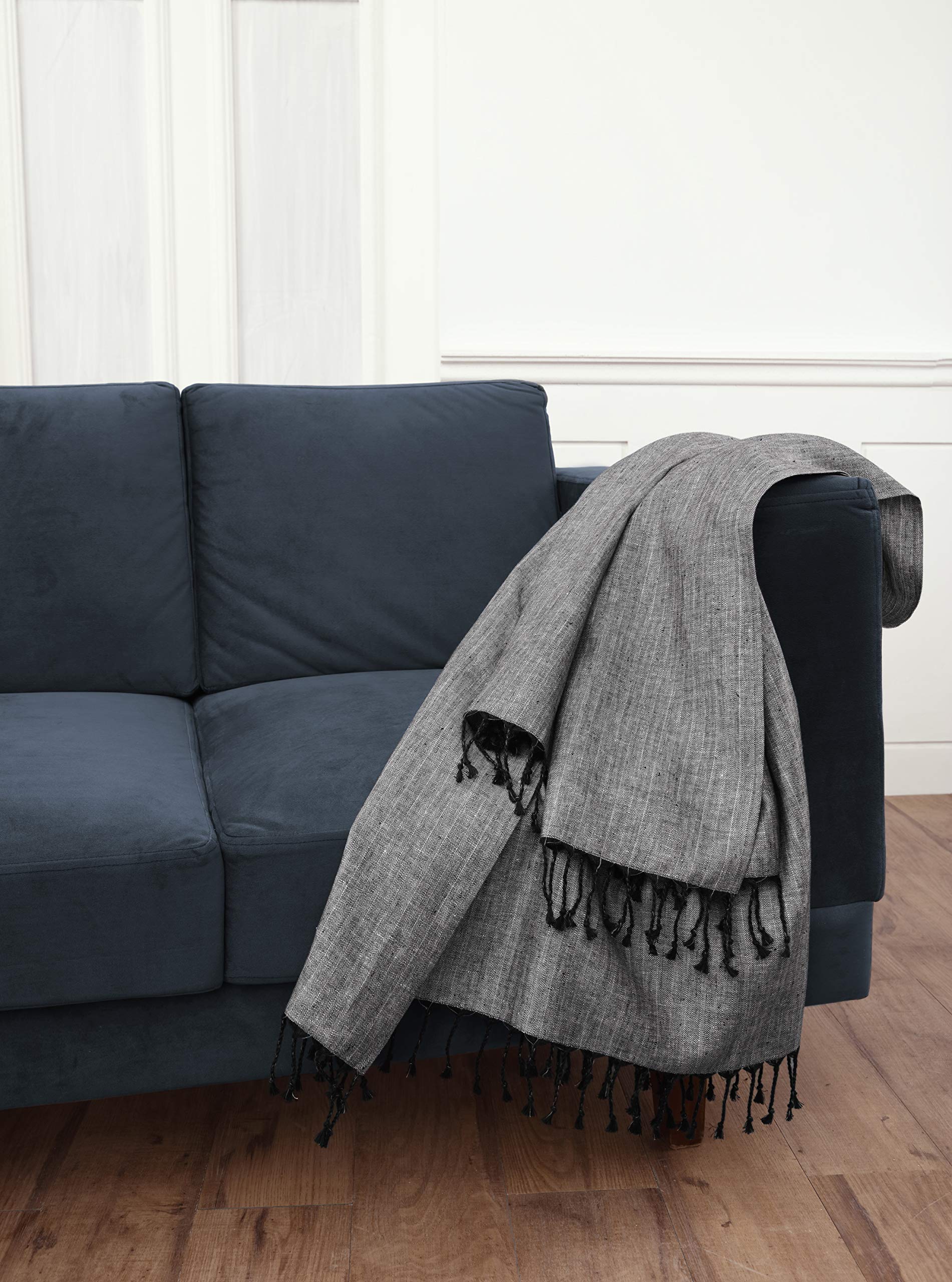 Solino Home 100% Pure Linen Throw Blanket – 54