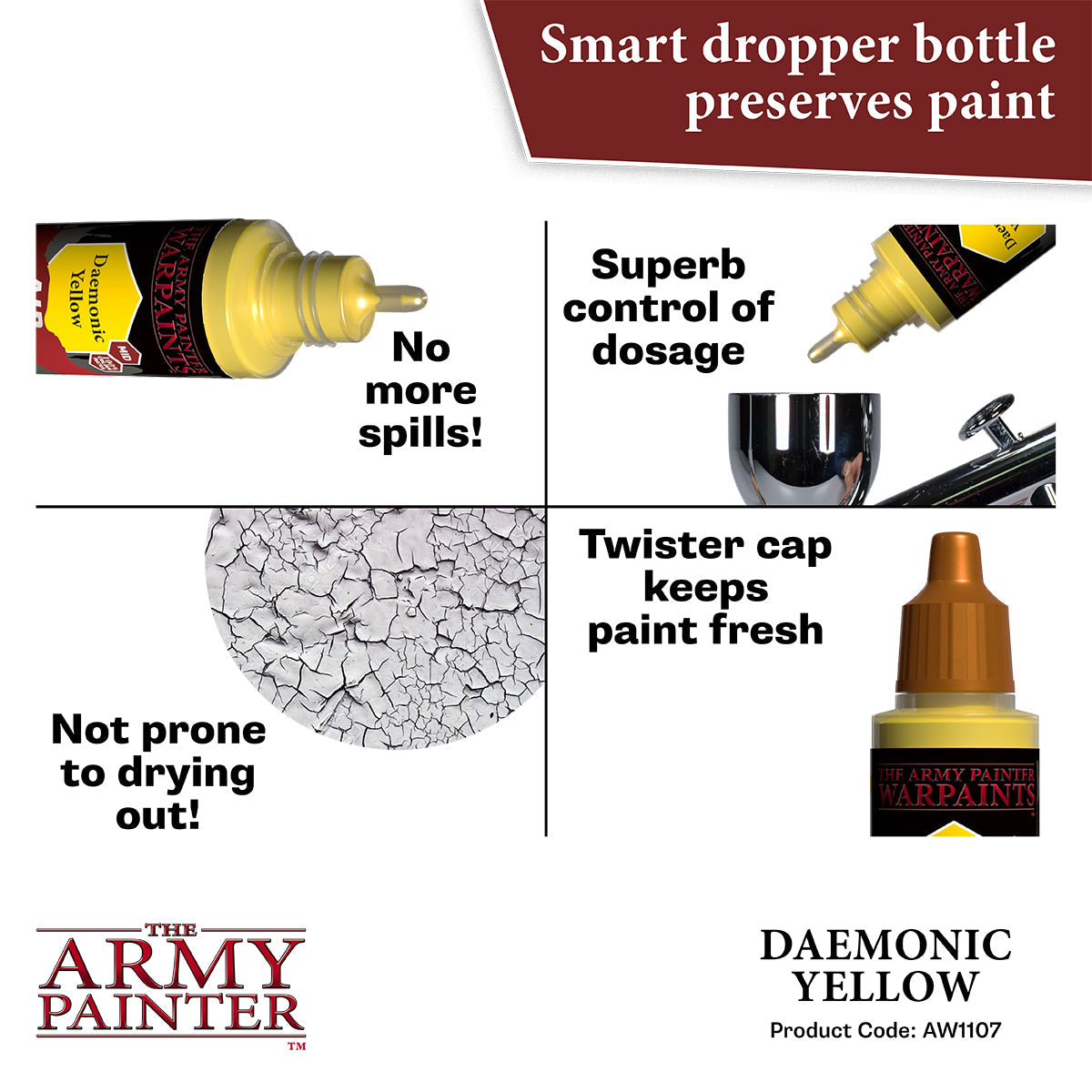 Warpaints Air: Daemonic Yellow - Premium Miniature Paint for Tabletop Gaming & Warhammer 40K Models - Perfect for Fantasy Wargaming & Model Painting