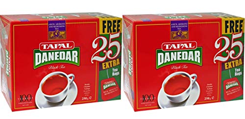 Tapal Danedar Black Tea Bags - Premium Loose Leaf Tea Blend (250g, Pack of 2) | 125 Count (100+25 Bonus) | Perfect for Morning Boost, Afternoon Relaxation & Hospitality Use