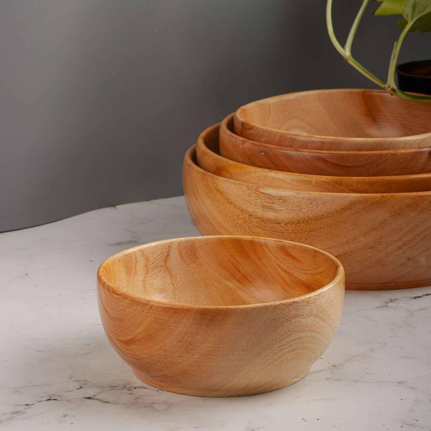 Organic Neem Wood Serving Bowl - Handcrafted Eco-Friendly Fruit & Salad Bowl for Healthy Dining - Perfect for Parties, Picnics & Home Decor