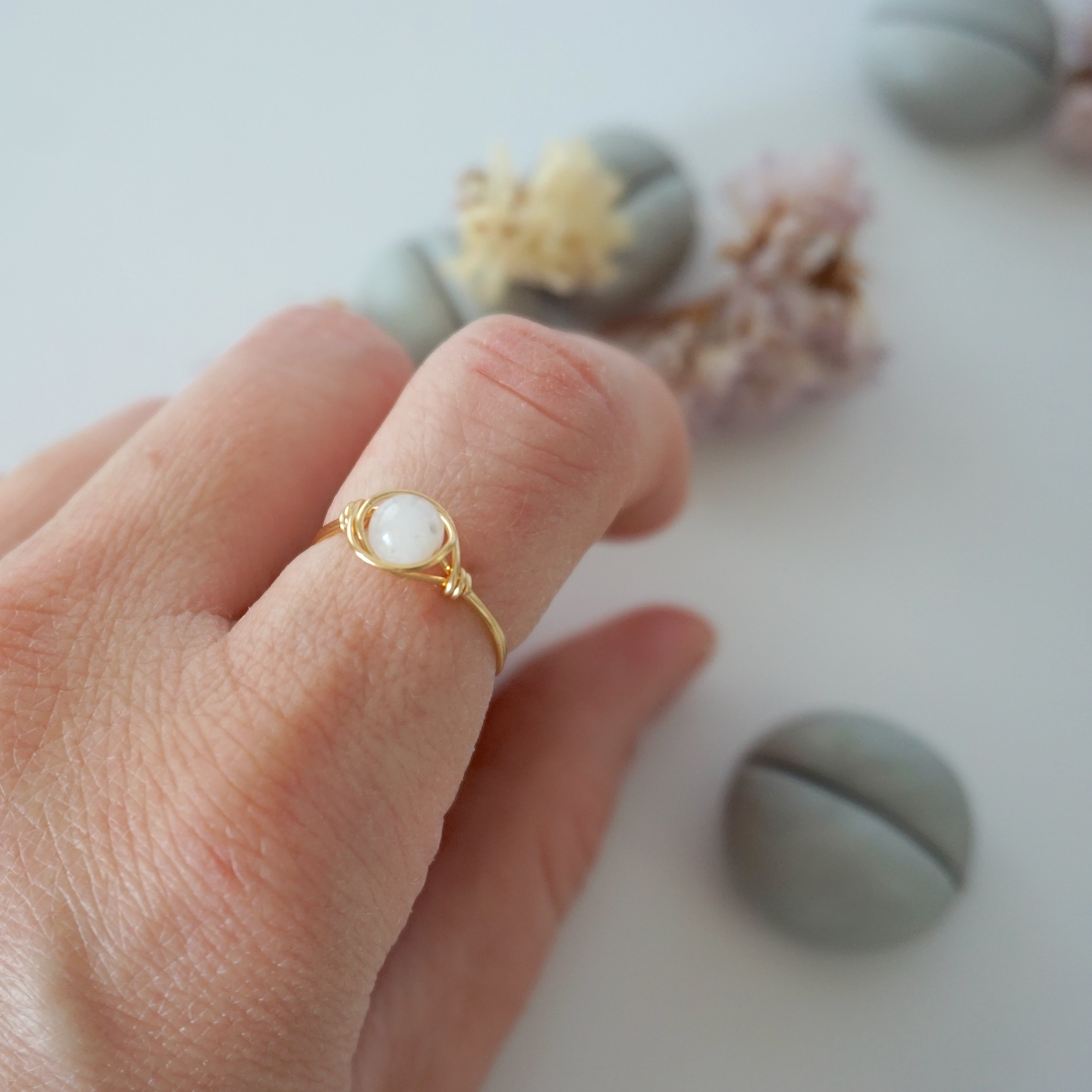 Simple Birthstone Ring with Rainbow Moonstone - Elegant & Dainty Jewelry for Women, Perfect for Gifts, Anniversaries & Everyday Wear