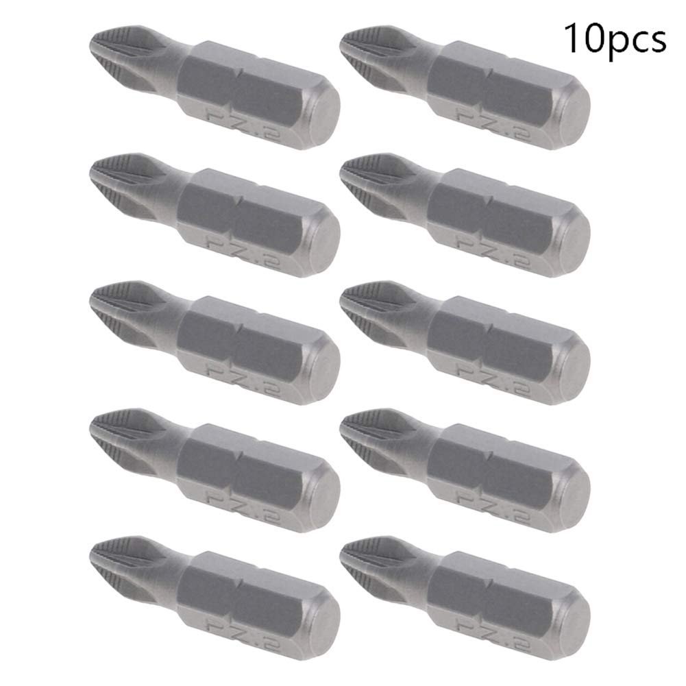 Auniwaig 10-Piece PZ2 Magnetic Hex Screwdriver Bits Set - 1/4 Inch Shank, 0.98