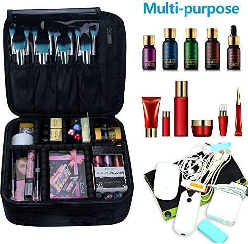 EKANTIK Professional Makeup Organizer Travel Cosmetic Case - Adjustable Compartments Vanity Bag with Portable Storage | Perfect for Travel, Home & Salon Use (Multicolor, Pack of 1)