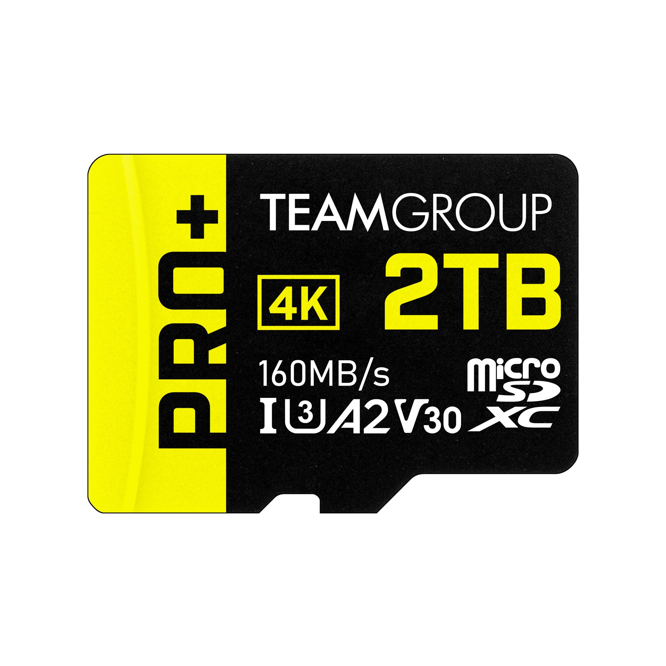 TEAMGROUP A2 Pro Plus 2TB Micro SDXC UHS-I U3 A2 V30 Memory Card - 160MB/s Read, 110MB/s Write - Compatible with Nintendo Switch, Steam Deck, Tablets, Smartphones - Ideal for 4K Video Recording & Mobile Gaming - Includes SD Adapter (TPPMSDX2TIA2V3003)