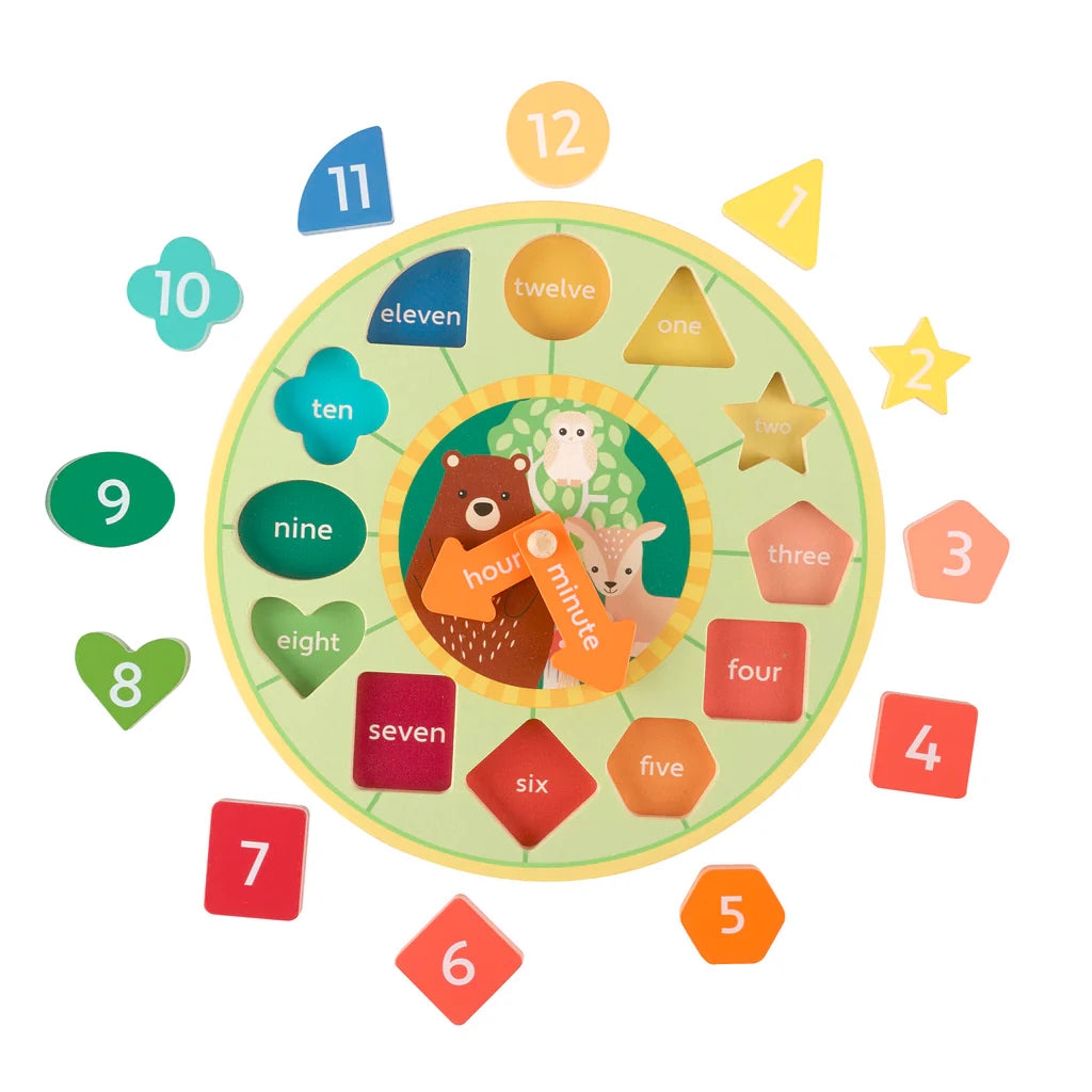Wooden Shape Sorting Clock - Educational Toy for Toddlers - Learn Numbers, Shapes & Time - Perfect for Preschool Learning & Playtime Activities