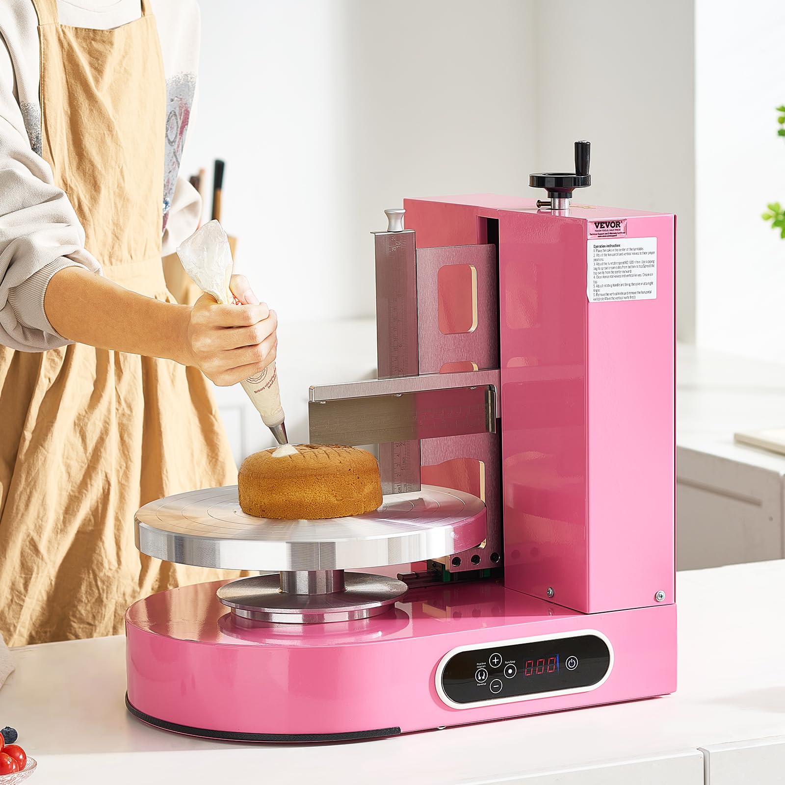VEVOR Cake Decorating Machine - Low Noise Cake Frosting & Cream Spreading Coating Machine with Adjustable Scraper & Turntable (4