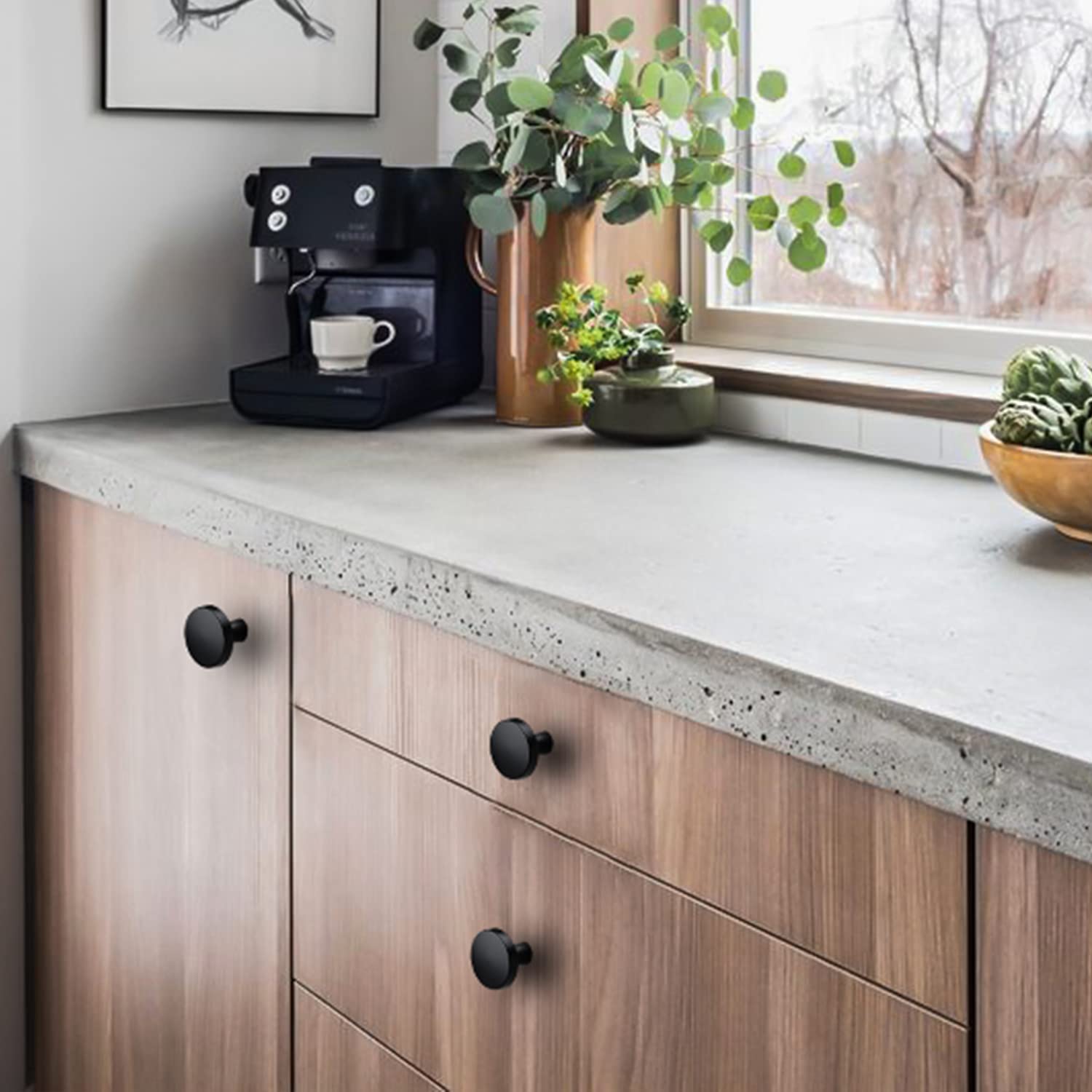 Black Cabinet Knobs 100 Pack - Matte Black Drawer Pulls for Bathroom & Kitchen Cabinets - MO5310BK