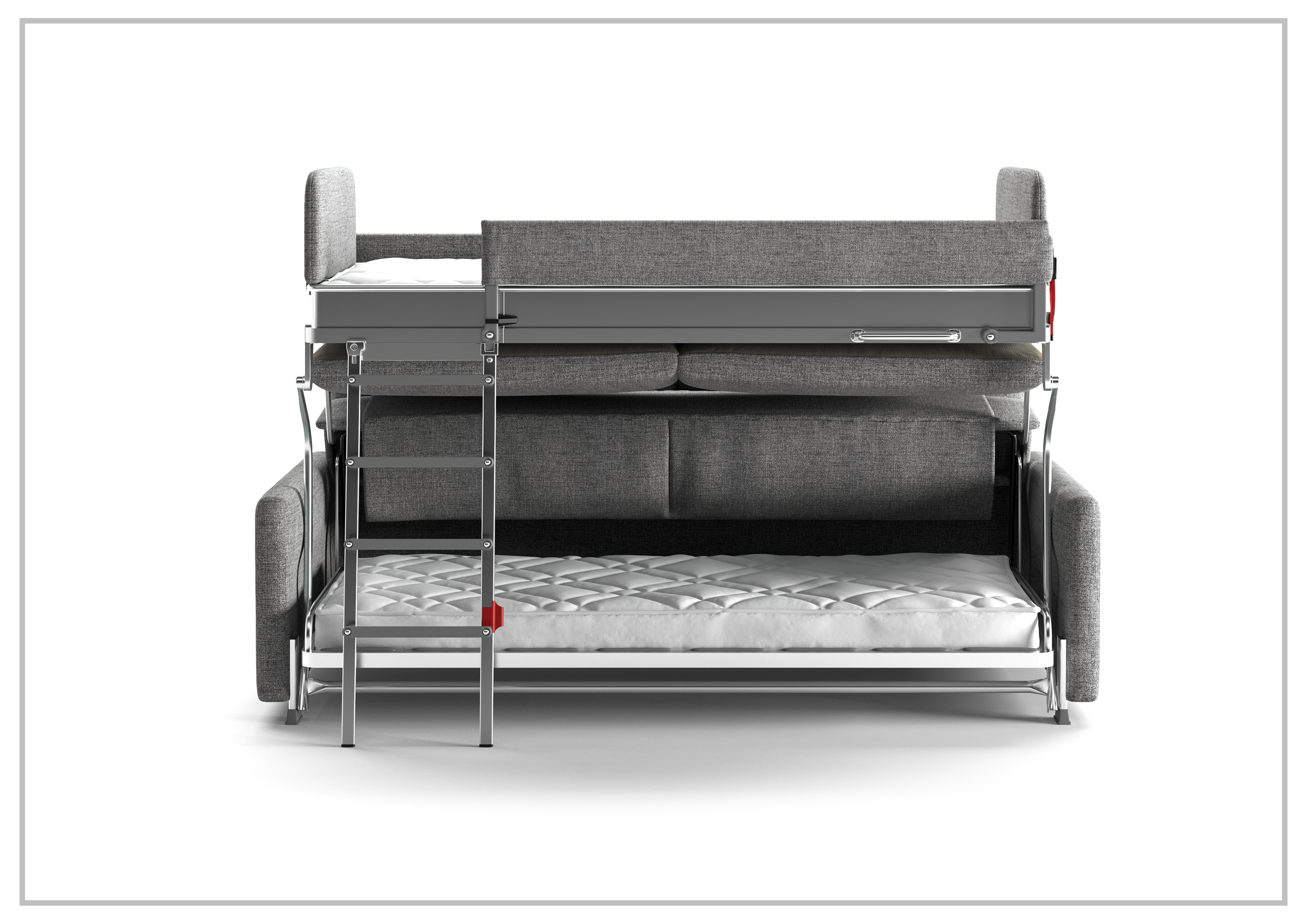 Luonto Fabric Bunk Bed Sleeper Sofa - Convertible Space-Saving Furniture for Small Apartments, Guest Rooms & Dorm Living