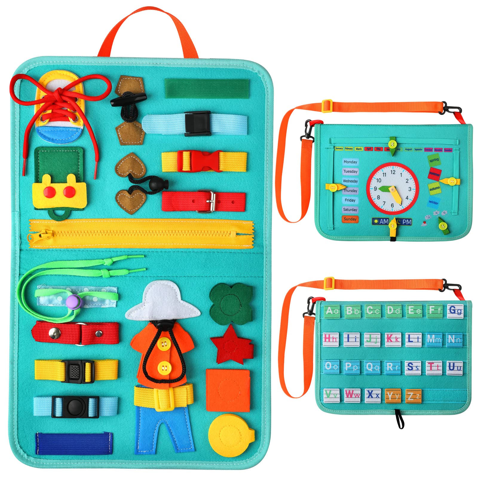 Anpole Montessori Busy Board for Toddlers 1-3 Years Old - Sensory Toys for Autism & Fine Motor Skills Development - Travel Activity Board for Airplane & Car Rides - Educational Learning Toy for Kids