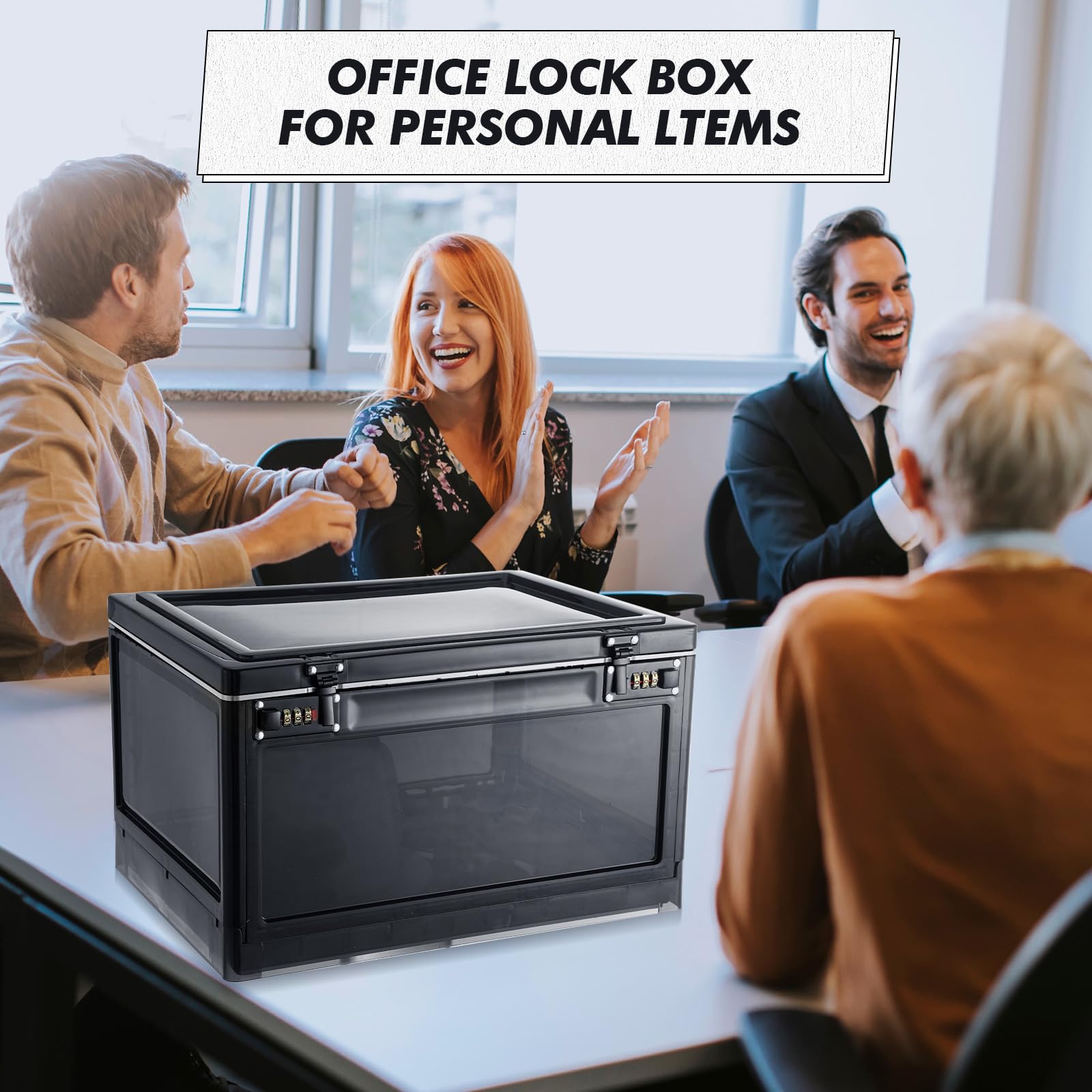 Yalikop 1-2 Pcs Large Lockable Storage Box with Combination Lock - Secure Container for Medicine, Office, School Locker, Snacks & Phone Jail - Home & Travel Use (Black & White)