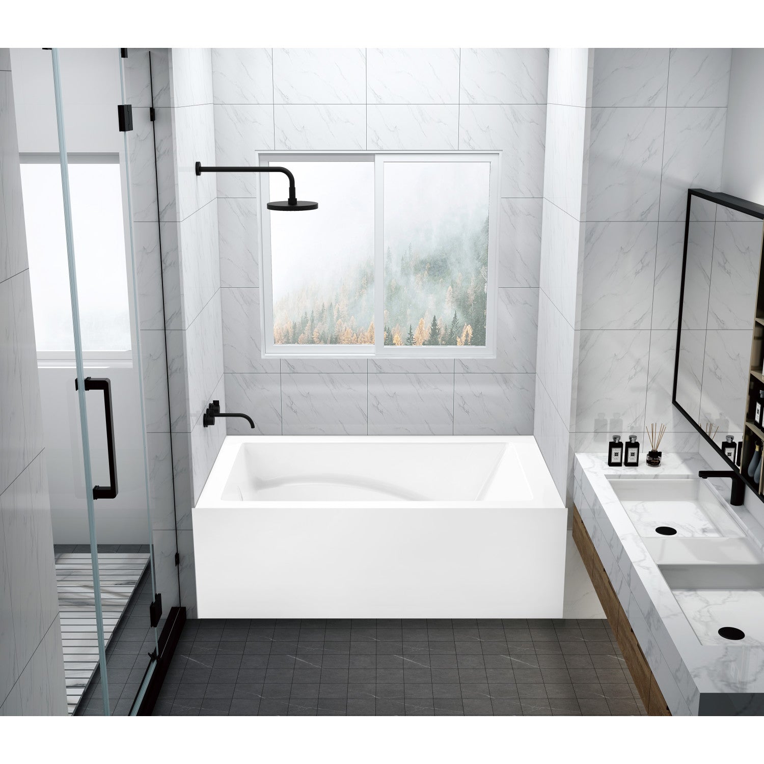 Aqua Eden 48 Inch Acrylic Rectangular 3-Wall Alcove Bathtub - Left Hand Drain, Anti-Skid Surface, Glossy White | Freestanding Soaking Tub for Small Bathrooms, Spa-Like Relaxation at Home
