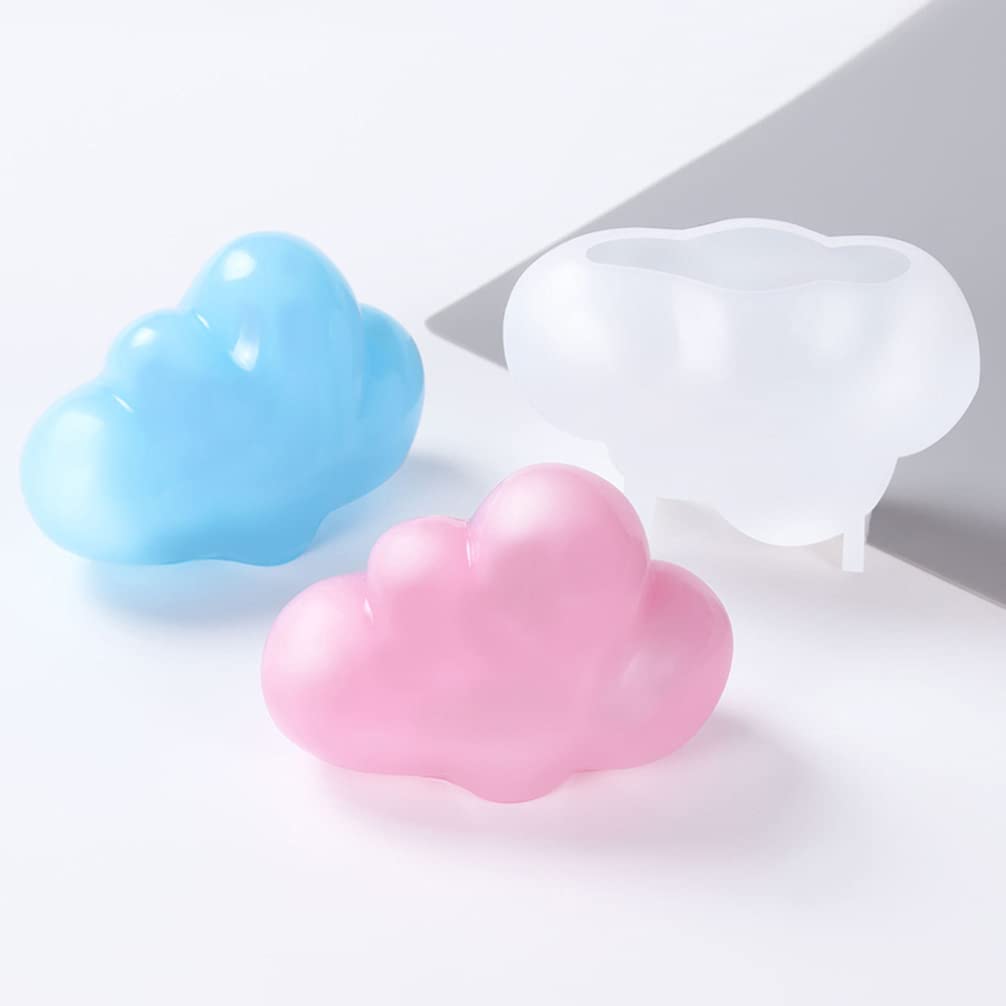 EXCEART 2-Piece Silicone Mold Set for Resin, Fondant, Cake Decorating - 3D Cloud Baking Molds, Aromatherapy & Ice Cube Trays - Perfect for DIY Crafts, Dessert Making, and Home Fragrance Projects