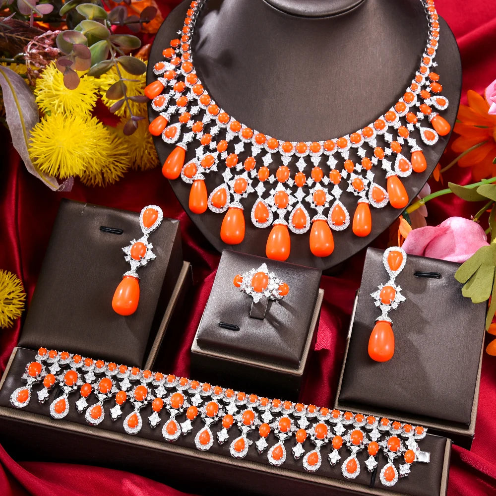 Flowing Gems Jewelry Set - Elegant Necklace & Earrings for Women | Perfect for Parties, Weddings & Special Occasions