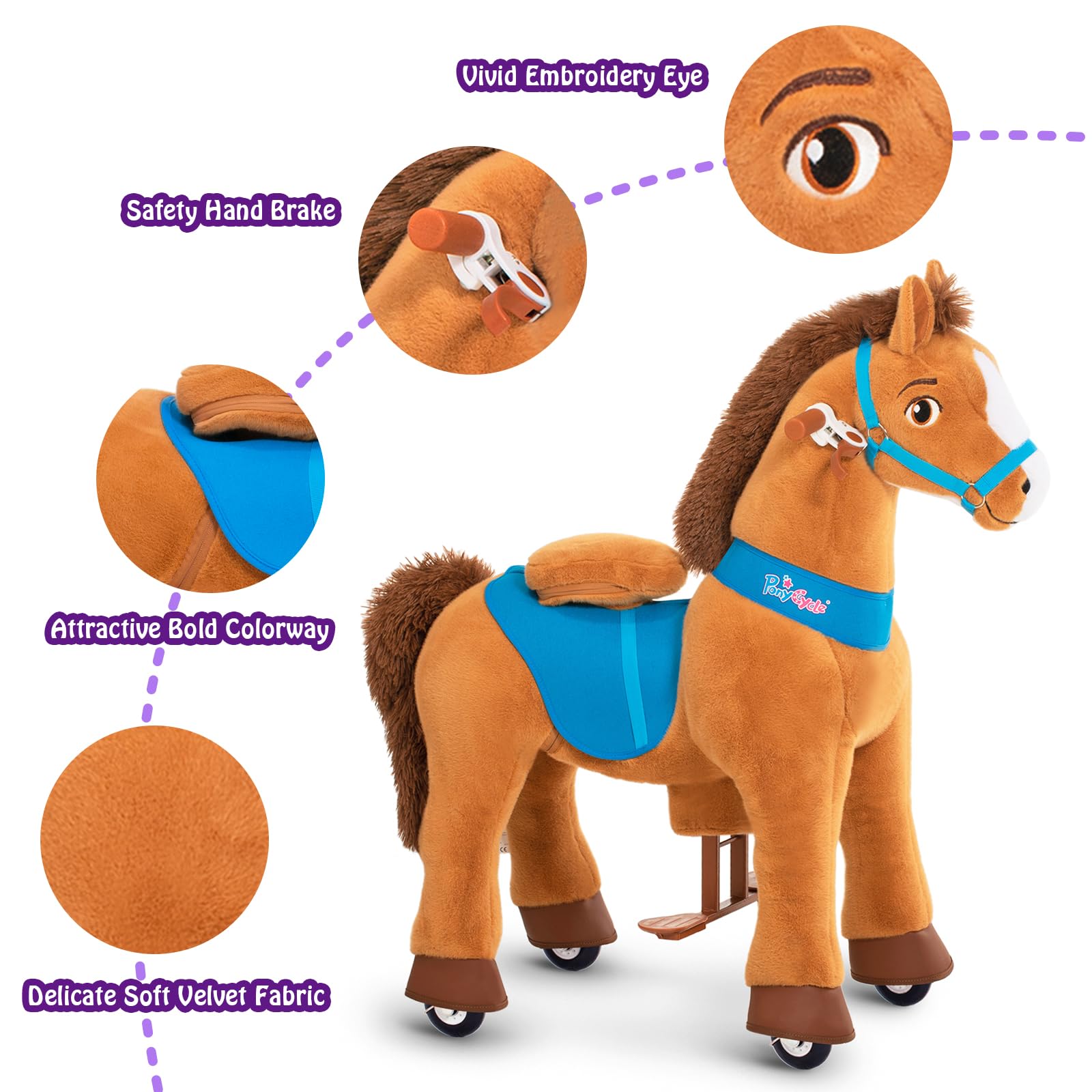 Pony Cycle Ride-On Rocking Horse Toy for Kids Age 4-8 | No Battery Needed | Plush Brown Animal Riding Toy (Model E437) - Perfect for Indoor Play, Outdoor Adventures & Imaginative Playtime