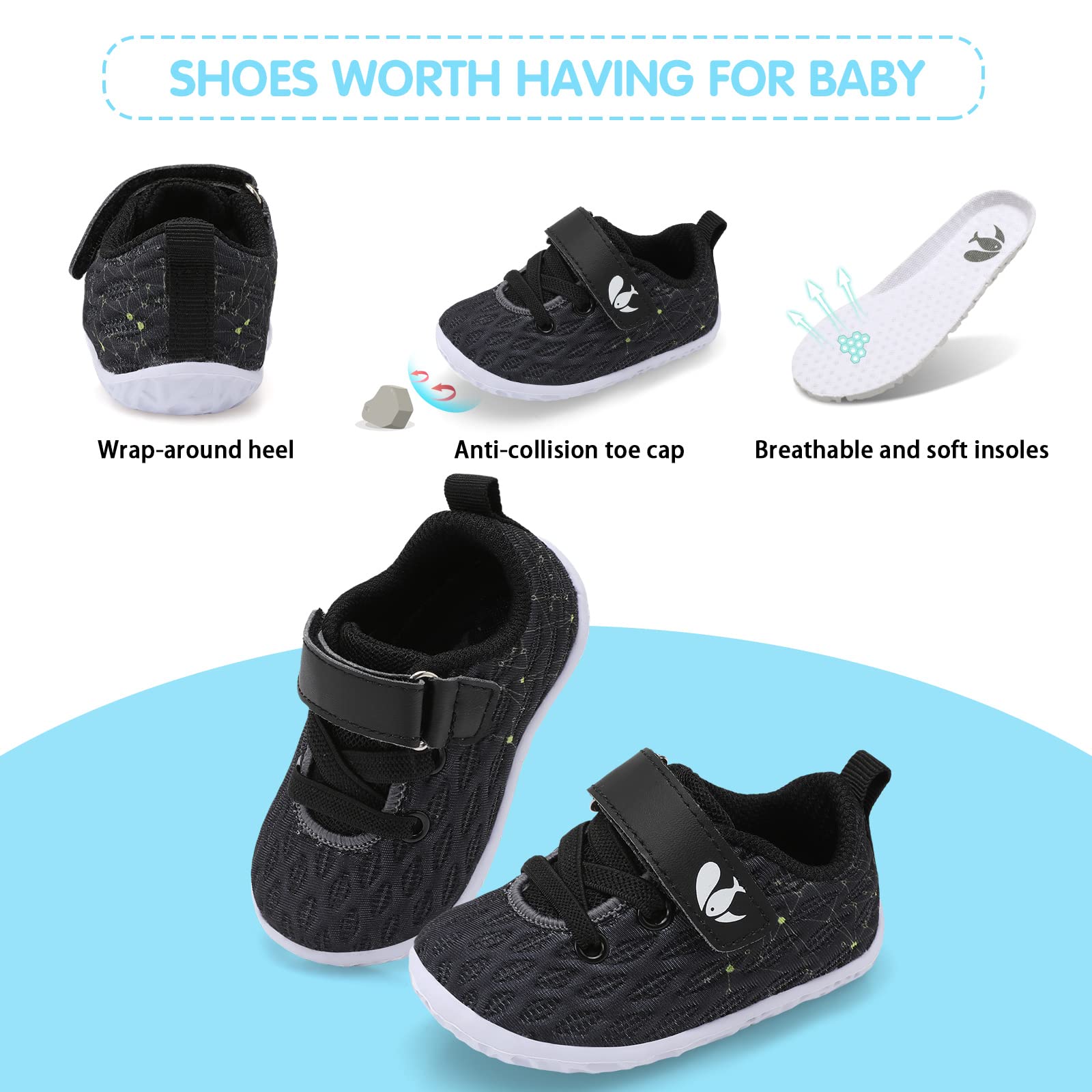FEETCITY Baby Sneakers for Boys & Girls - Soft Sole First Walking Shoes for Infants & Toddlers - Non-Slip Crib Shoes for Newborns - Perfect for Indoor Play, Outdoor Adventures & Special Occasions