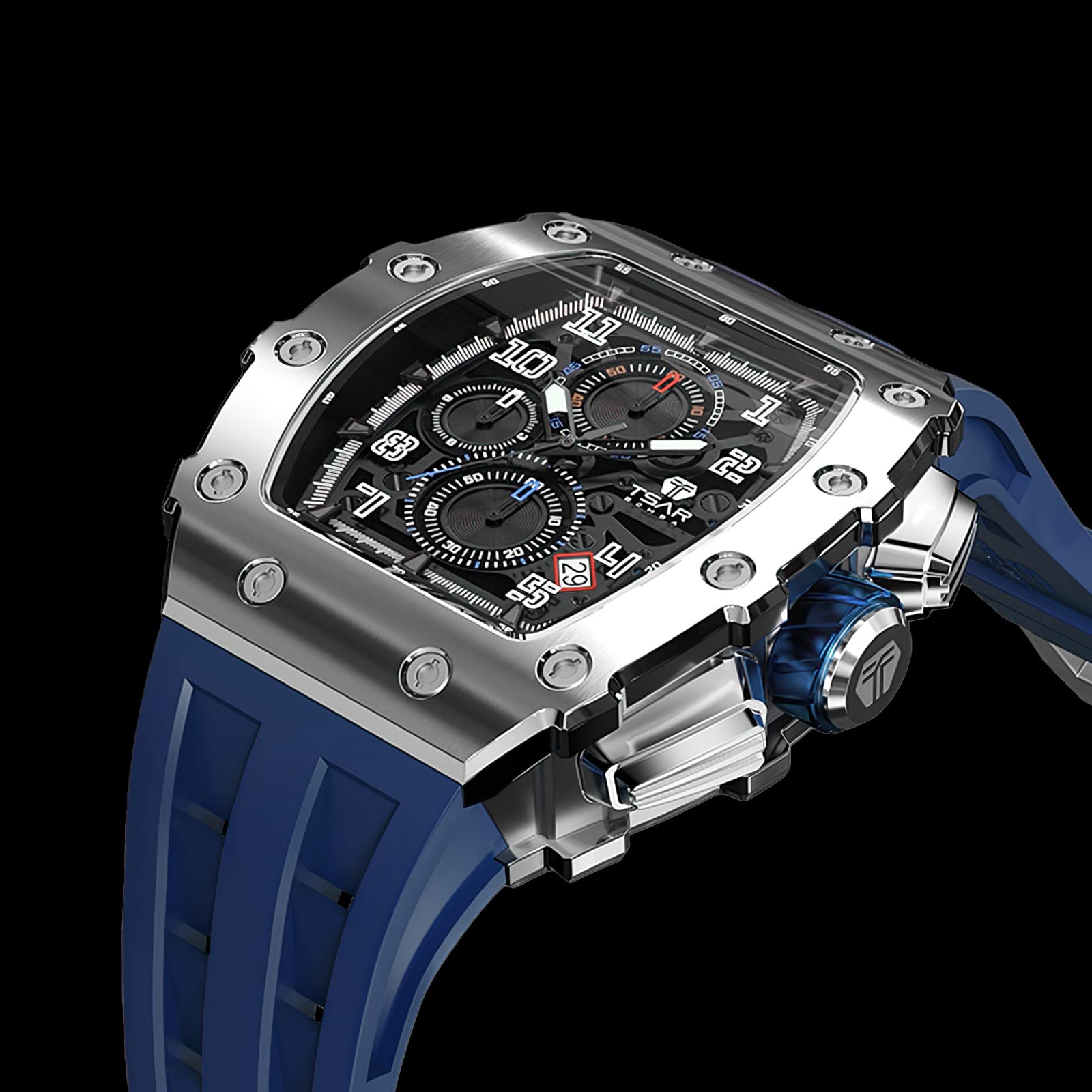 Luxury Men's Chronograph Watch - 50M Waterproof, Luminous, Date Display, Japanese Quartz Movement, Sapphire Crystal, Silicone Strap - Fashion Sport Watch for Men | Perfect for Business, Casual Wear & Outdoor Activities | Great Gift for Birthdays, Anniversaries & Special Occasions