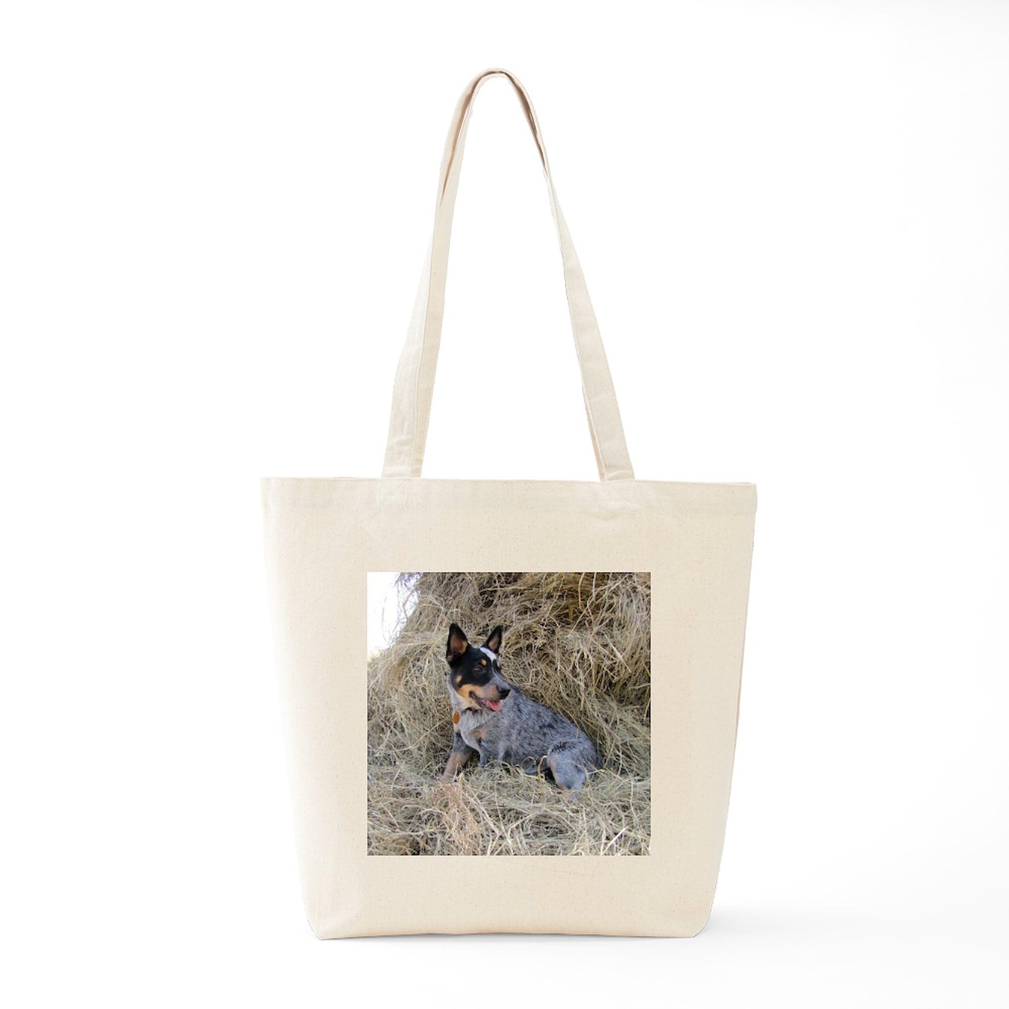 Australian Blue Heeler Pup Canvas Tote Bag - Eco-Friendly Reusable Shopping Bag for Groceries, Beach & Daily Use | Durable Natural Cotton Tote for Dog Lovers