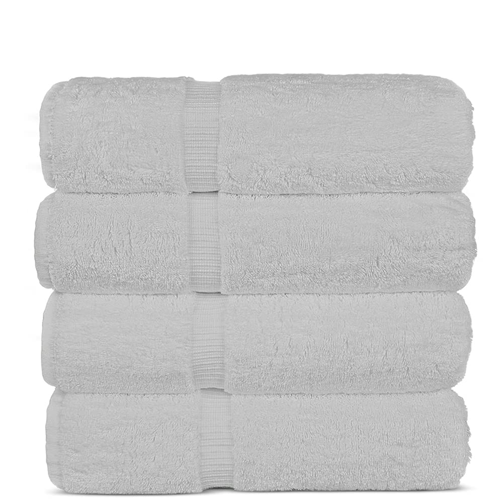 Premium Turkish Terry Towel Set - Super Absorbent, Ultra Soft & Durable Bath Towels for Spa & Luxury Hotels (White, 4-Piece Set) | Perfect for Bathroom, Poolside & Gift Giving