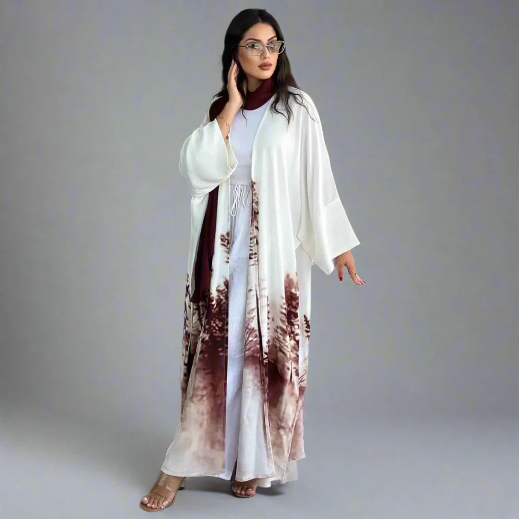 Stylish Tie-Dye Muslim Women's Cardigan Open Abaya Dress - Perfect for Prayer, Modest Fashion & Everyday Wear