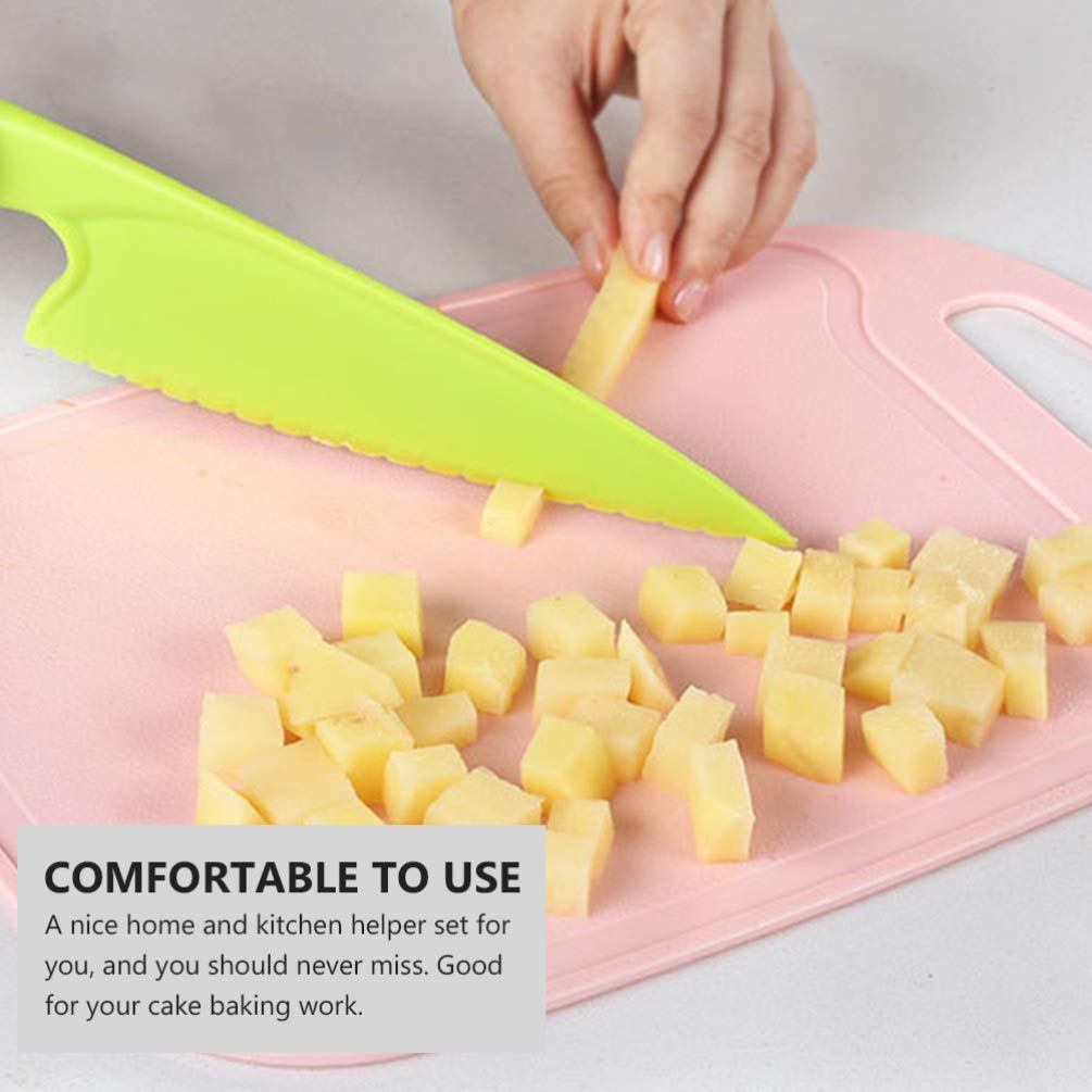 ULTECHNOVO 3-Piece Plastic Fruit Cutting Tool Set - Safe Kitchen Knives for Kids, Cake Decorating Supplies & Food Prep Accessories - Perfect for Birthday Parties, Baking, and Fruit Platters