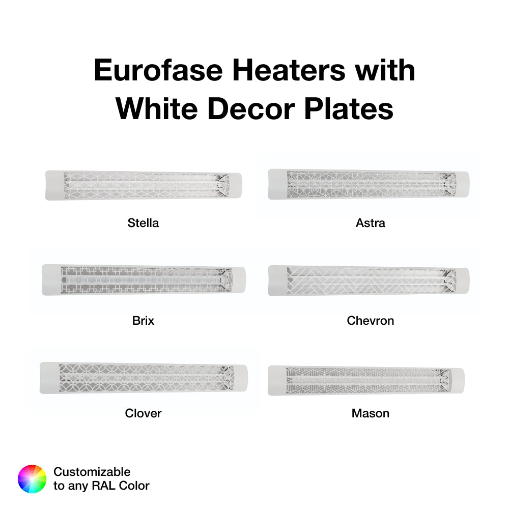 Eurofase 6000W 61-Inch Dual Element Electric Heater with Clover Decor Plate - Perfect for Home, Office & Indoor Heating | Fast & Efficient Warmth