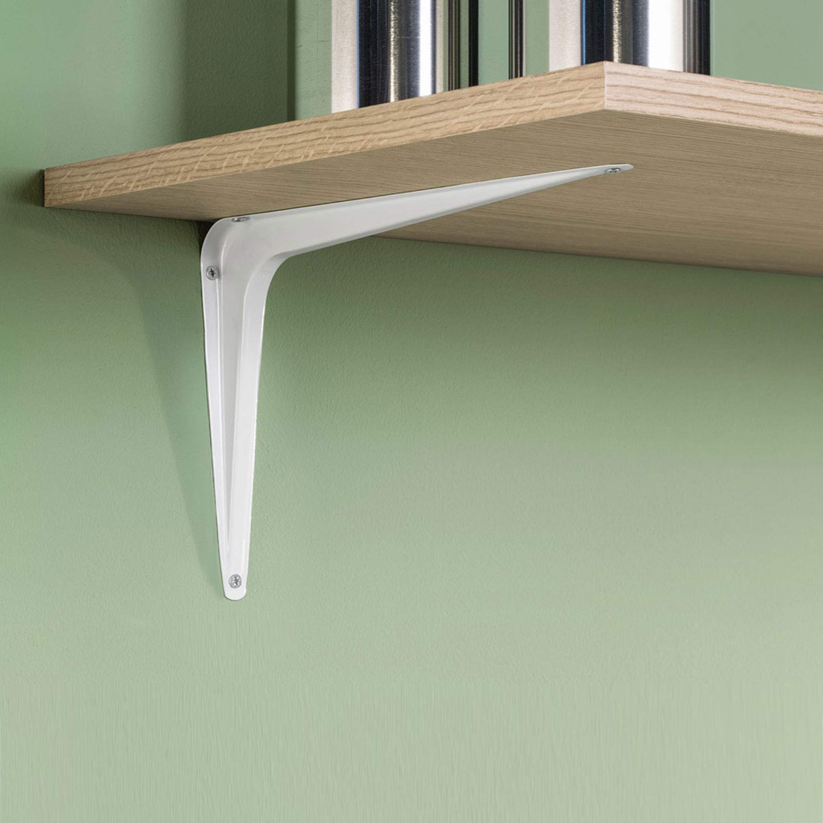 ZOENHOU 24 Pack Heavy Duty White Metal Shelf Brackets 10x12 Inch - L-Shaped Corner Brackets with 144 Screws & 72 Wall Plugs - Sturdy Wall Mount Shelving Support for Floating Shelves, Bookshelves, Kitchen Cabinets & Home Organization