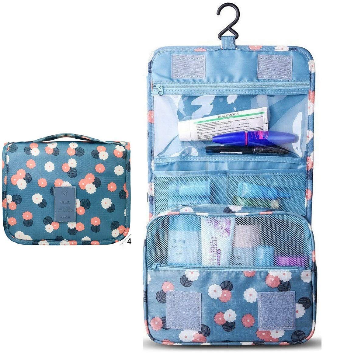 Premium Travel Cosmetic Toiletry Bag for Men & Women - Waterproof Hanging Organizer with Multiple Pockets for Toiletries, Makeup, Shampoo - Ideal for Air Travel, Camping, Gym & Business Trips
