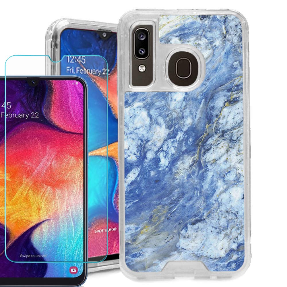 Slim TPU Case for LG Aristo 3 Plus with Screen Protector - Marble Blue | Shockproof Protection for Daily Use